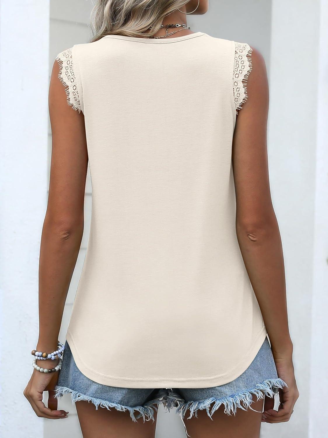imageANRABESS Womens Lace Trim Tank Tops V Neck Sleeveless Shirts 2025 Summer Casual Trendy Dressy Cami TopBeige