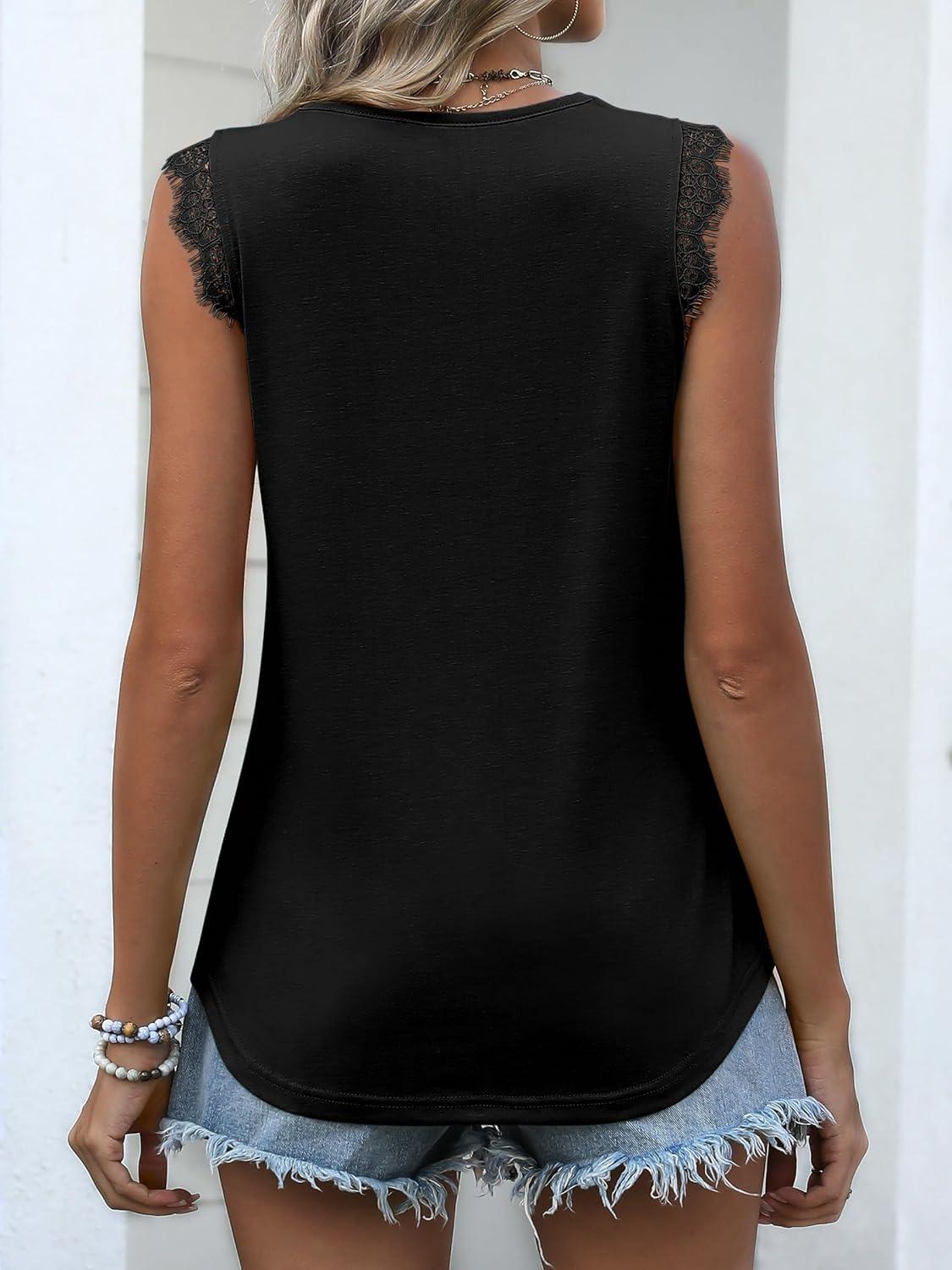 imageANRABESS Womens Lace Trim Tank Tops V Neck Sleeveless Shirts 2025 Summer Casual Trendy Dressy Cami TopBlack