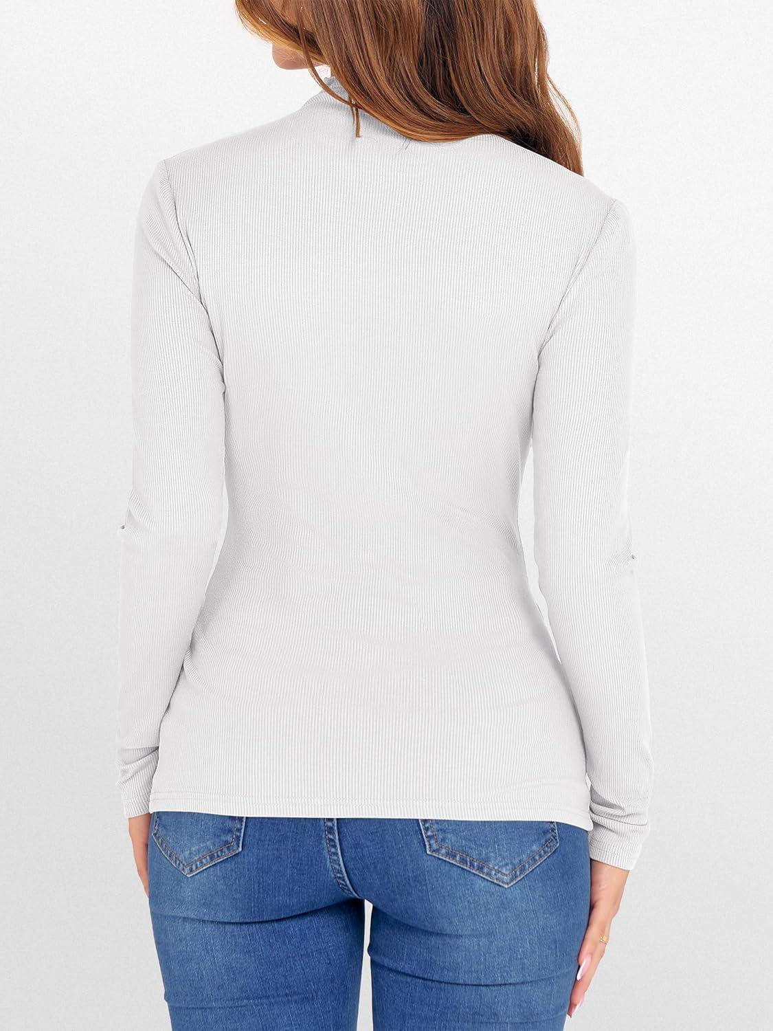 imageANRABESS Womens Lettuce Trim Mock Neck Long Sleeve Tops 2025 Casual Dressy Ribbed Knit Slim Fit Tee Shirt Fall Layer OutfitsWhite