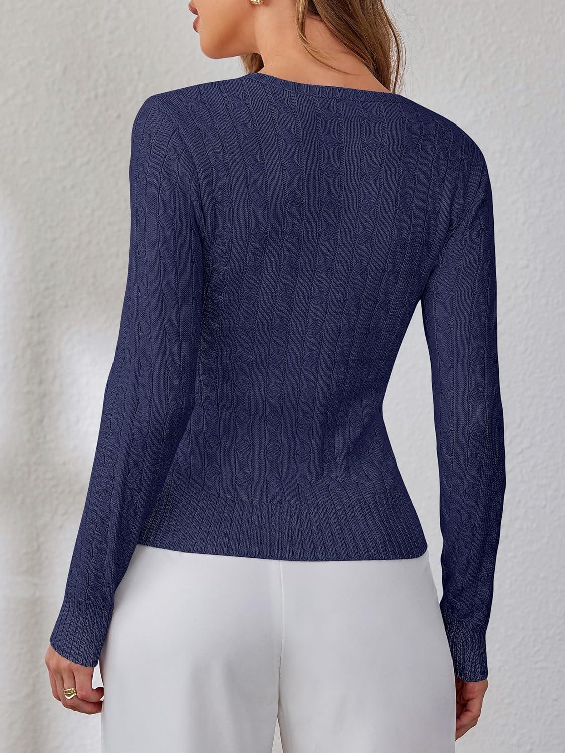 imageANRABESS Womens Long Sleeve Cable Knit Sweater Jumper Crewneck Pullover Soft Dressy Casual Tops Cute 2025 Fall Trendy OutfitsNavy Blue