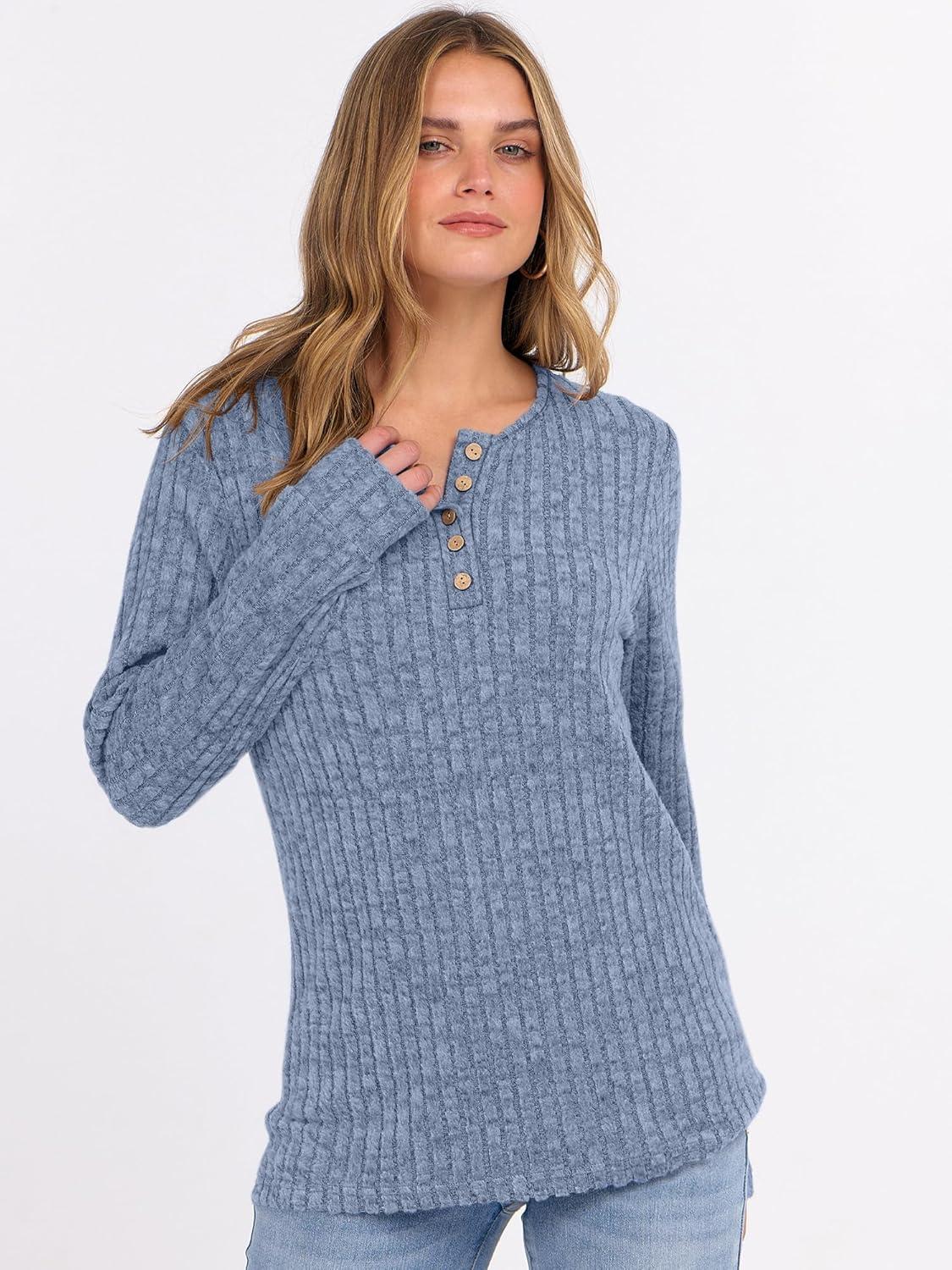 imageANRABESS Womens Long Sleeve Henley Shirts Button Down Tunic Tops Fall Lightweight Sweaters Business Casual Blouses 2025Blue