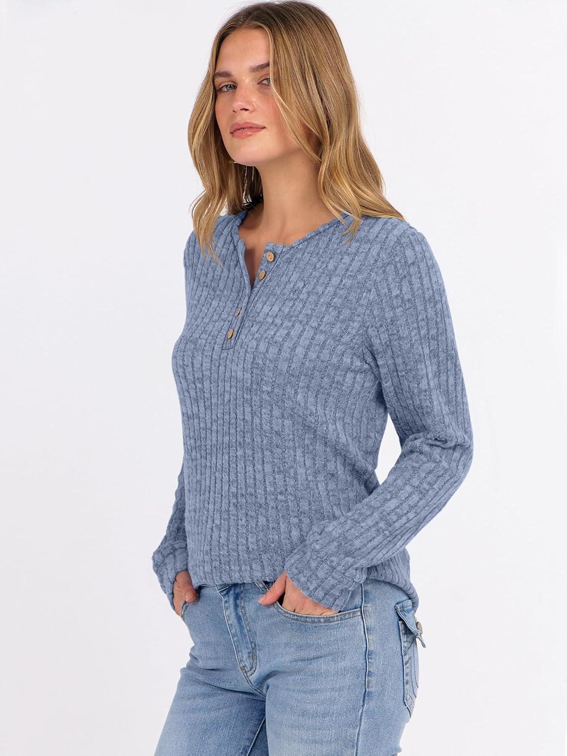 imageANRABESS Womens Long Sleeve Henley Shirts Button Down Tunic Tops Fall Lightweight Sweaters Business Casual Blouses 2025Blue