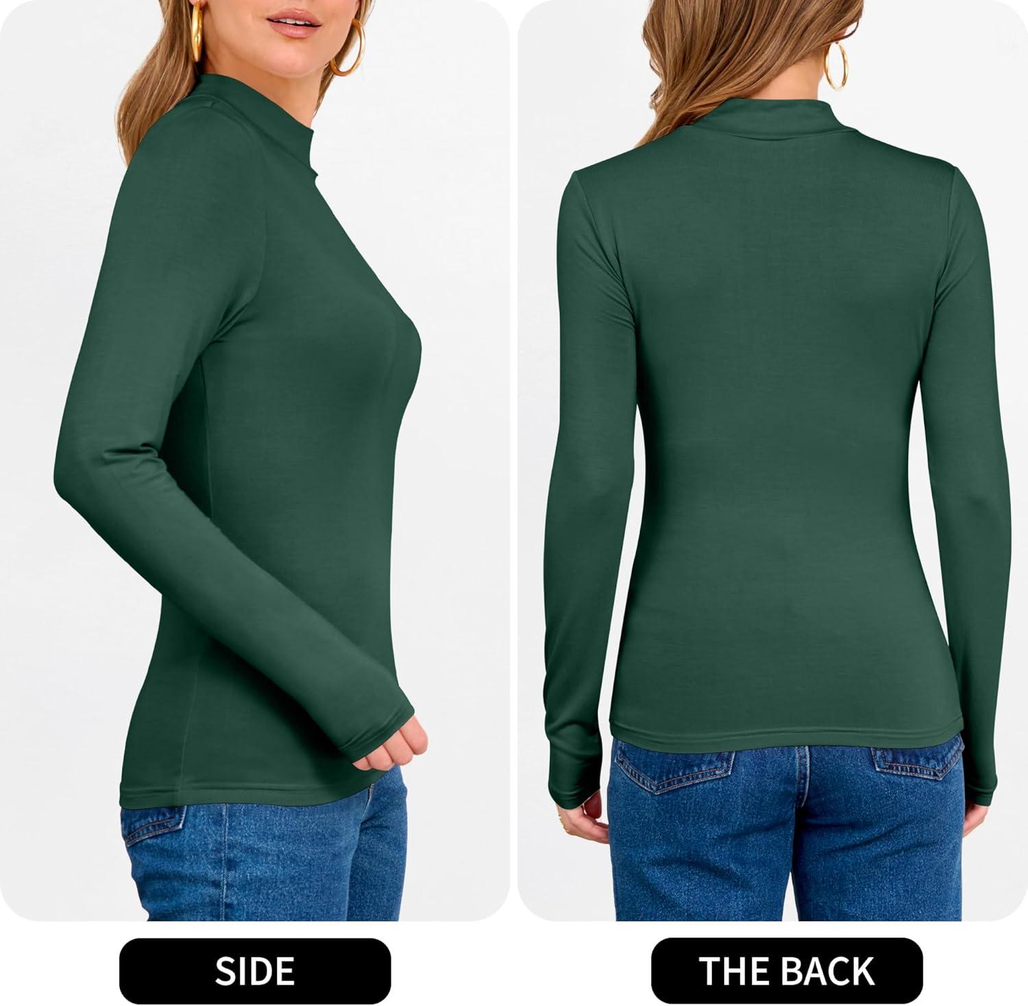 imageANRABESS Womens Long Sleeve Mock Neck Tops Slim Fitted Basic Layer Office Work Shirts 2025 Fall Outfits Y2K ClothesForest
