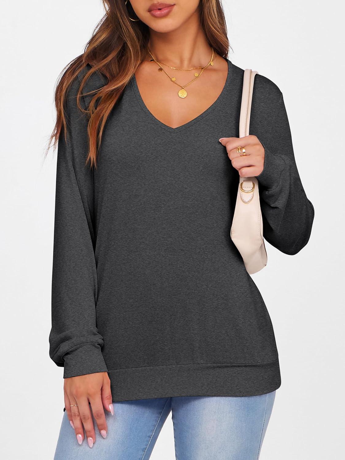 imageANRABESS Womens Long Sleeve Shirts Casual Loose V Neck Basic Tees Tops 2025 Fall TShirt OutfitsBlack Grey