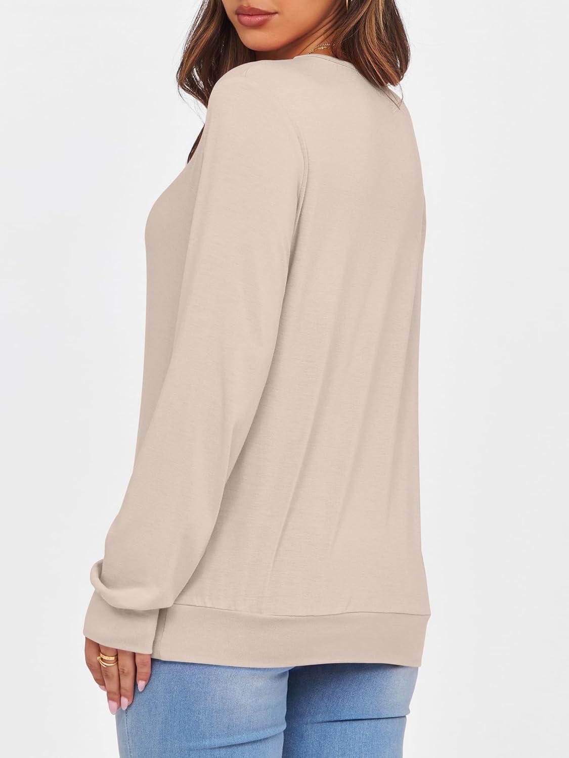 imageANRABESS Womens Long Sleeve Shirts Casual Loose V Neck Basic Tees Tops 2025 Fall TShirt OutfitsLight Khaki