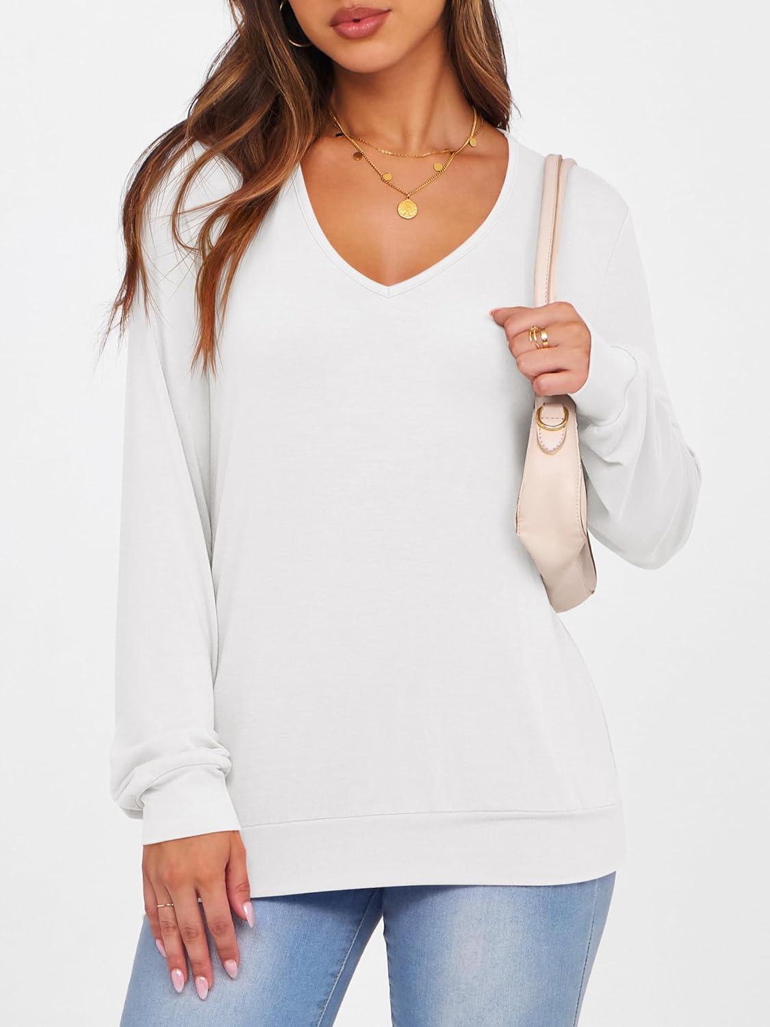 imageANRABESS Womens Long Sleeve Shirts Casual Loose V Neck Basic Tees Tops 2025 Fall TShirt OutfitsWhite