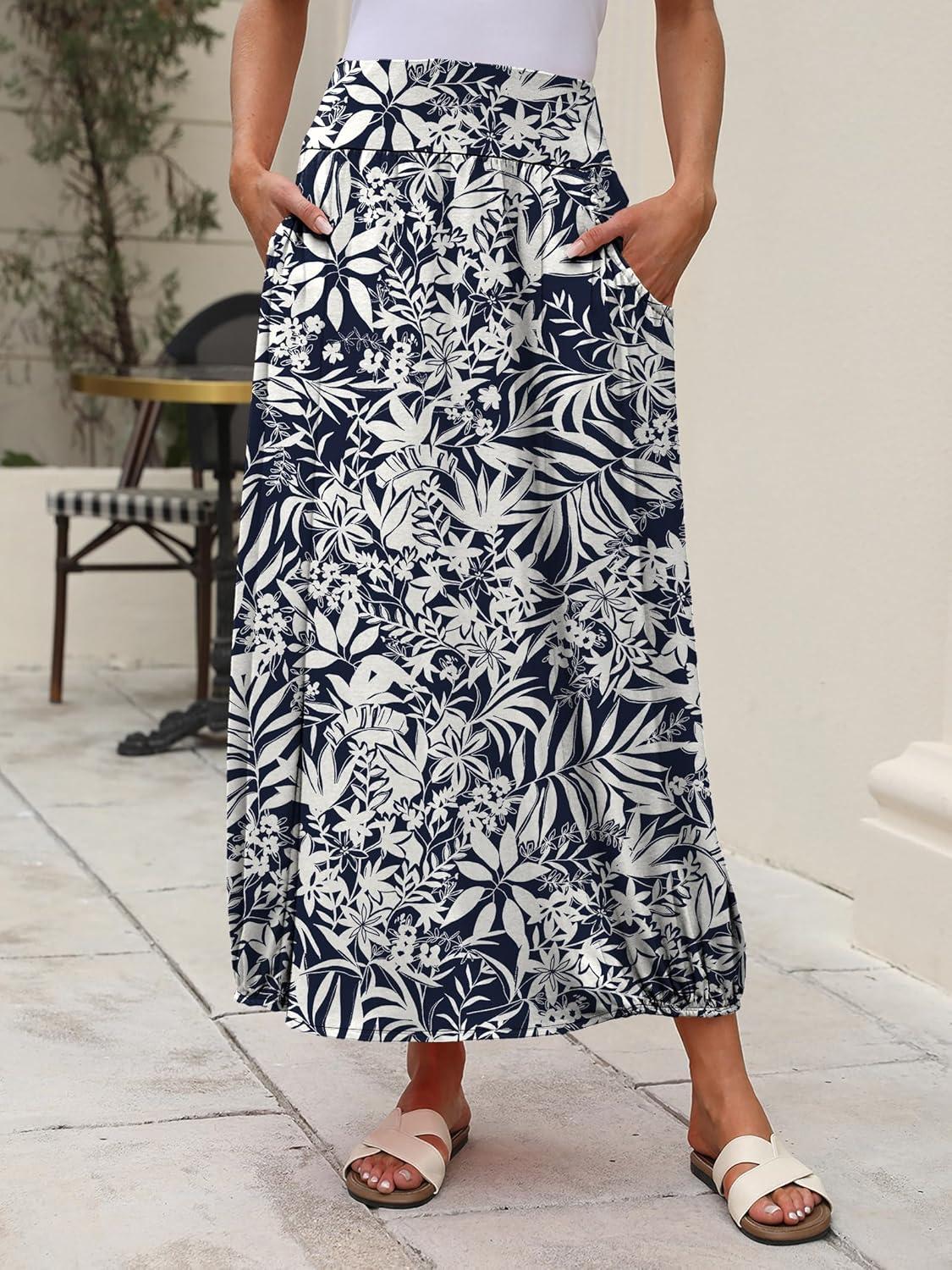 imageANRABESS Womens Maxi Skirts 2025 Fall Trendy Ankle Length High Waisted Boho Flowy Beach Long Skirt with Pockets FashionFloral Black