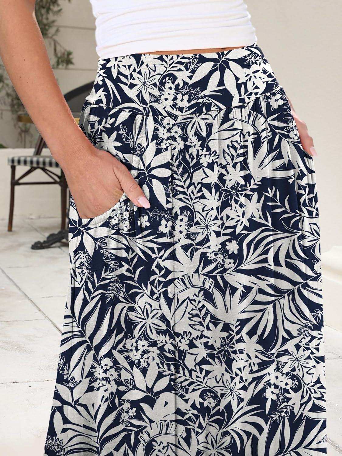 imageANRABESS Womens Maxi Skirts 2025 Fall Trendy Ankle Length High Waisted Boho Flowy Beach Long Skirt with Pockets FashionFloral Black