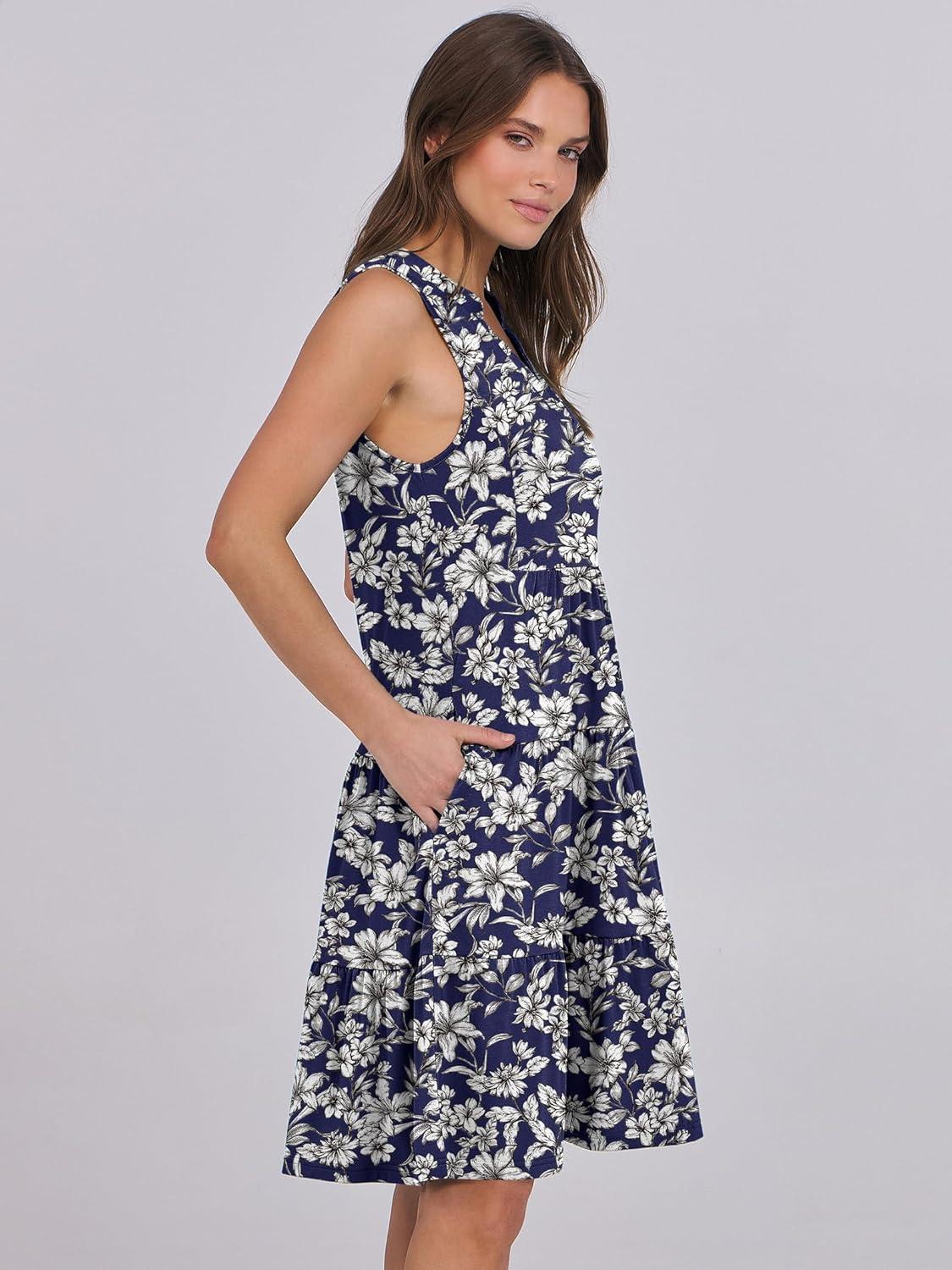 imageANRABESS Womens Mini Dresses Sleeveless V Neck Tiered Swing Going Out Beach Vacation Sundress 2025 Summer Casual OutfitsBlue White Floral