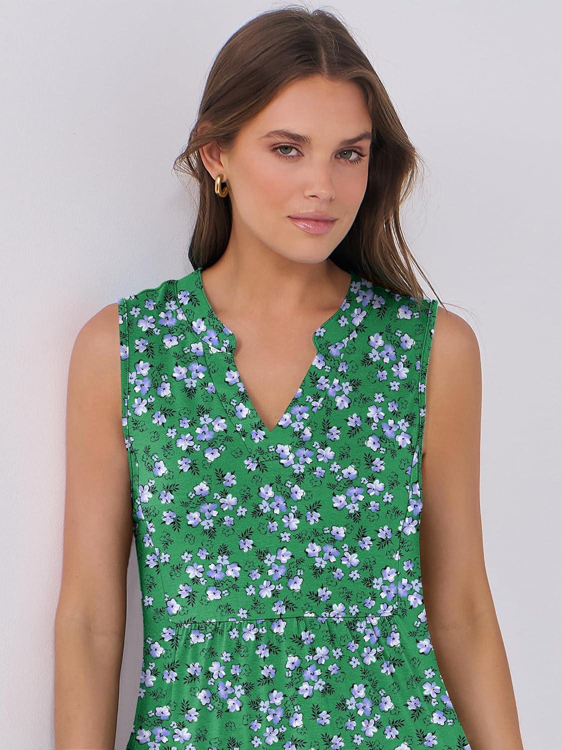 imageANRABESS Womens Mini Dresses Sleeveless V Neck Tiered Swing Going Out Beach Vacation Sundress 2025 Summer Casual OutfitsGreen White Purple Floral