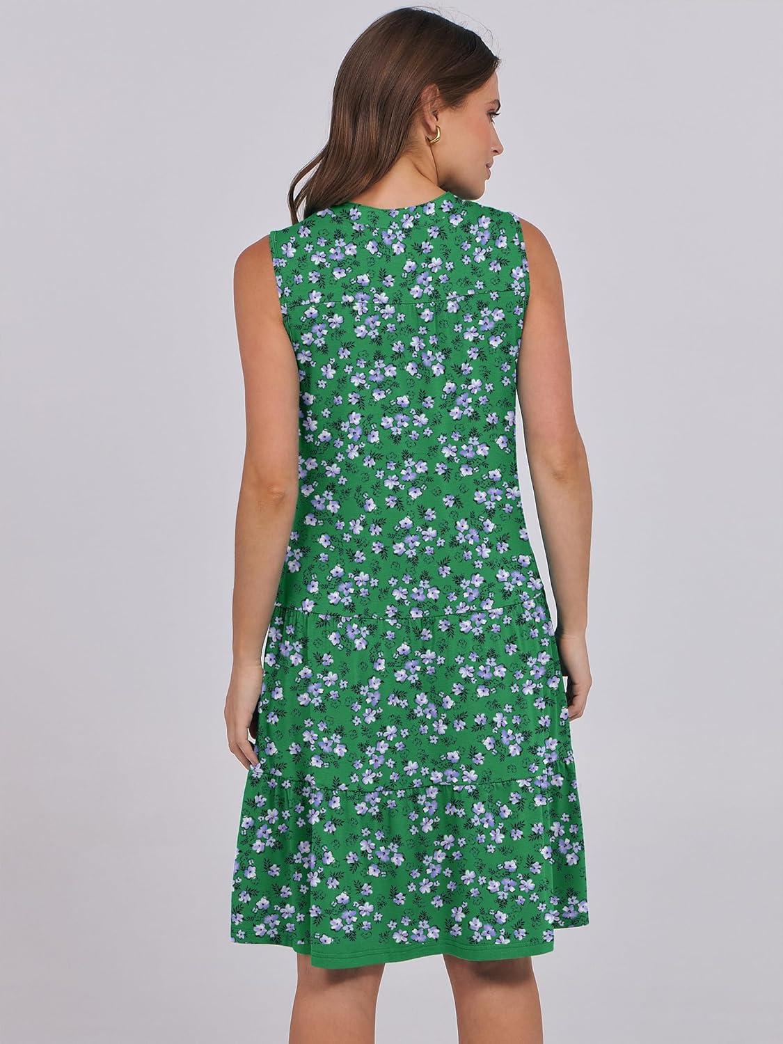 imageANRABESS Womens Mini Dresses Sleeveless V Neck Tiered Swing Going Out Beach Vacation Sundress 2025 Summer Casual OutfitsGreen White Purple Floral