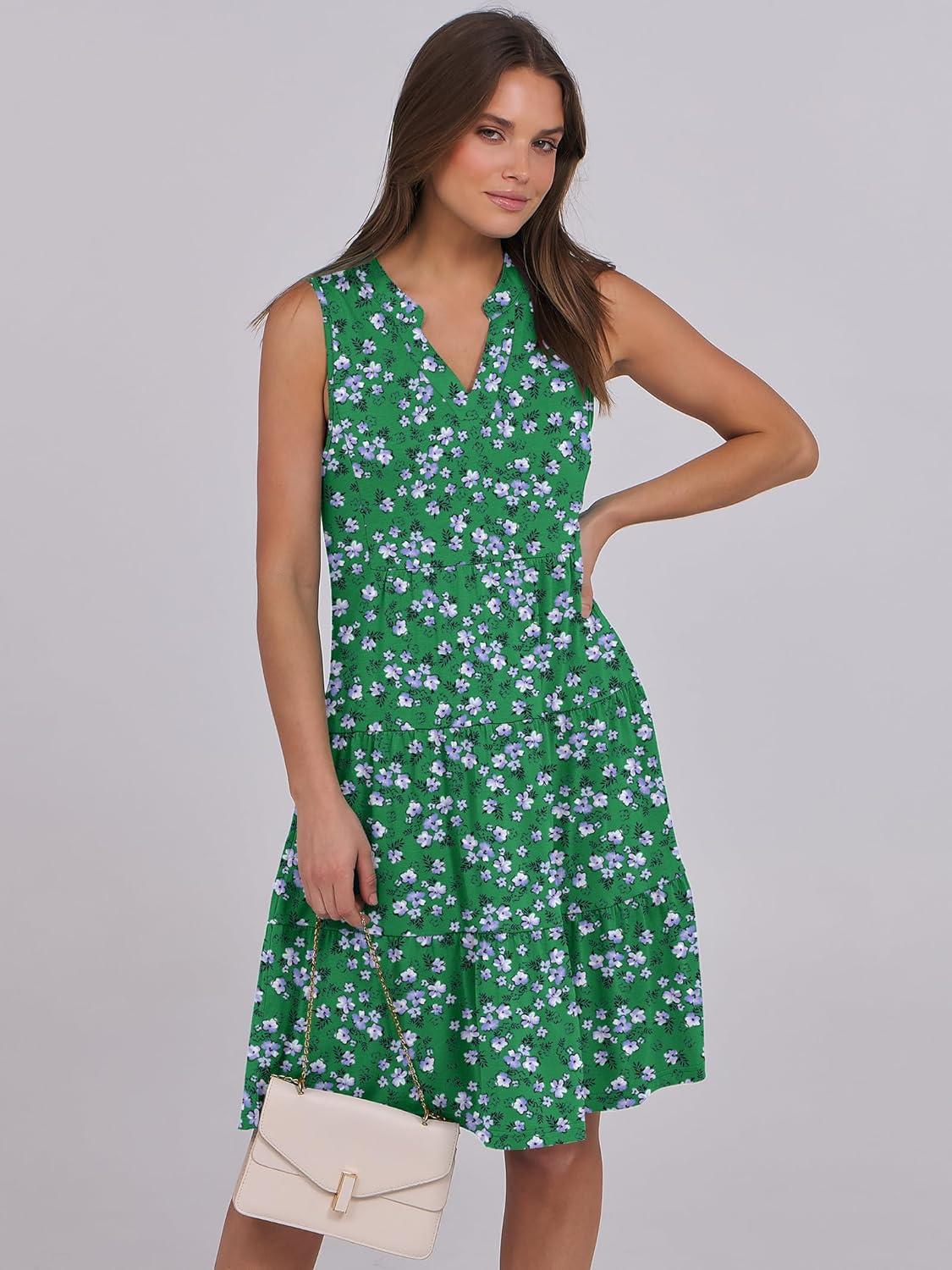imageANRABESS Womens Mini Dresses Sleeveless V Neck Tiered Swing Going Out Beach Vacation Sundress 2025 Summer Casual OutfitsGreen White Purple Floral