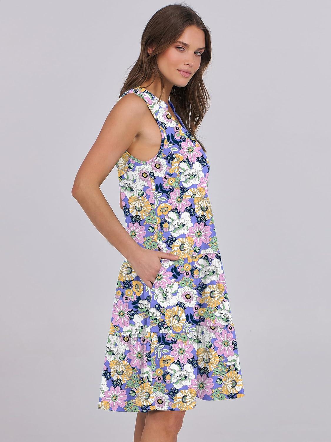 imageANRABESS Womens Mini Dresses Sleeveless V Neck Tiered Swing Going Out Beach Vacation Sundress 2025 Summer Casual OutfitsPurple Floral