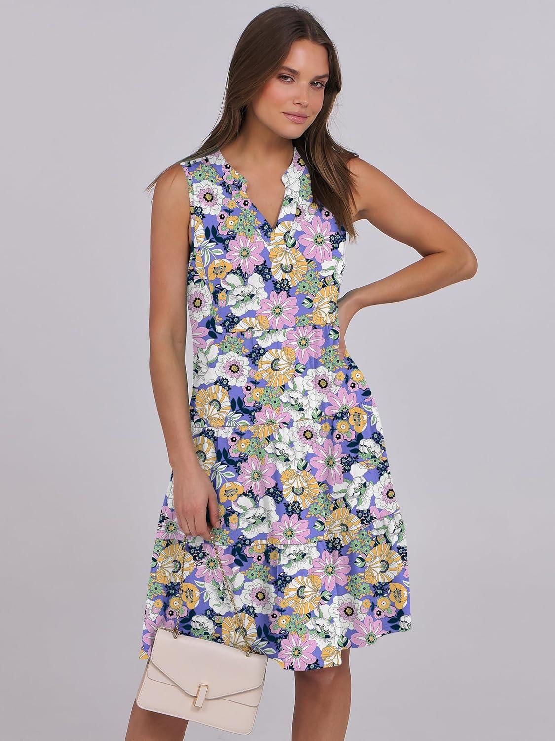 imageANRABESS Womens Mini Dresses Sleeveless V Neck Tiered Swing Going Out Beach Vacation Sundress 2025 Summer Casual OutfitsPurple Floral