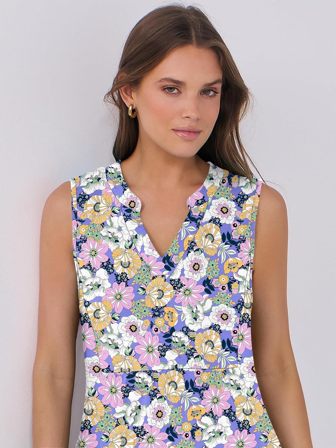 imageANRABESS Womens Mini Dresses Sleeveless V Neck Tiered Swing Going Out Beach Vacation Sundress 2025 Summer Casual OutfitsPurple Floral