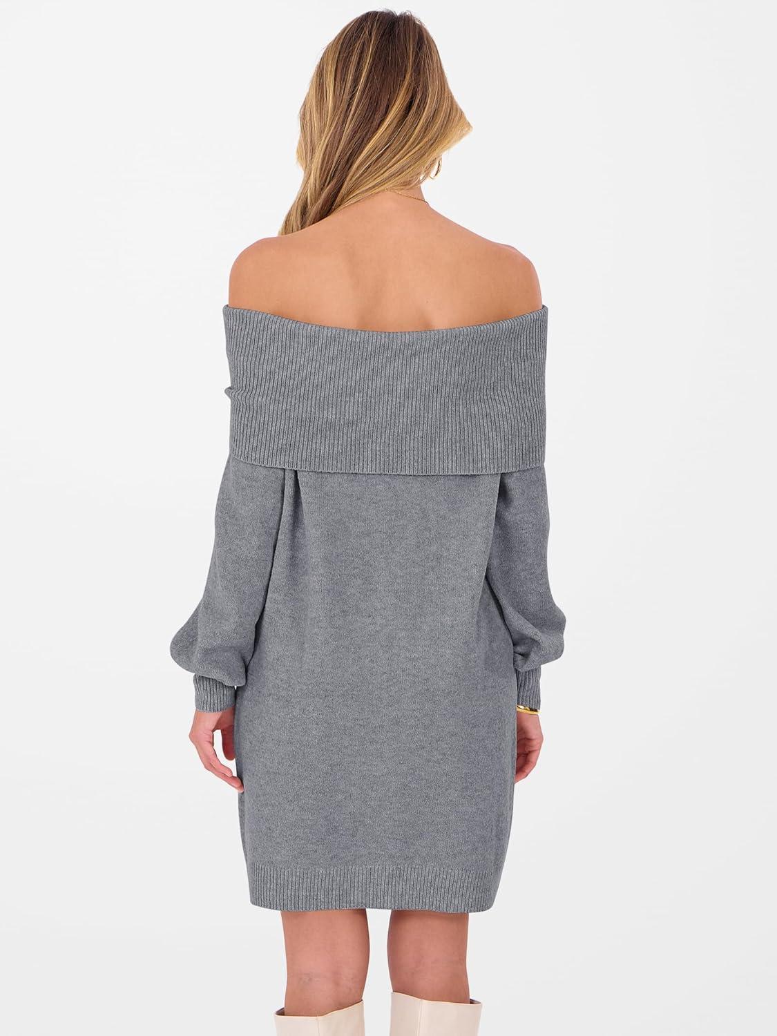 imageANRABESS Womens Off The Shoulder Sweater Dress Casual Loose Knit 2025 Fall Winter Trendy Long Sleeve Pullover Mini DressesGrey