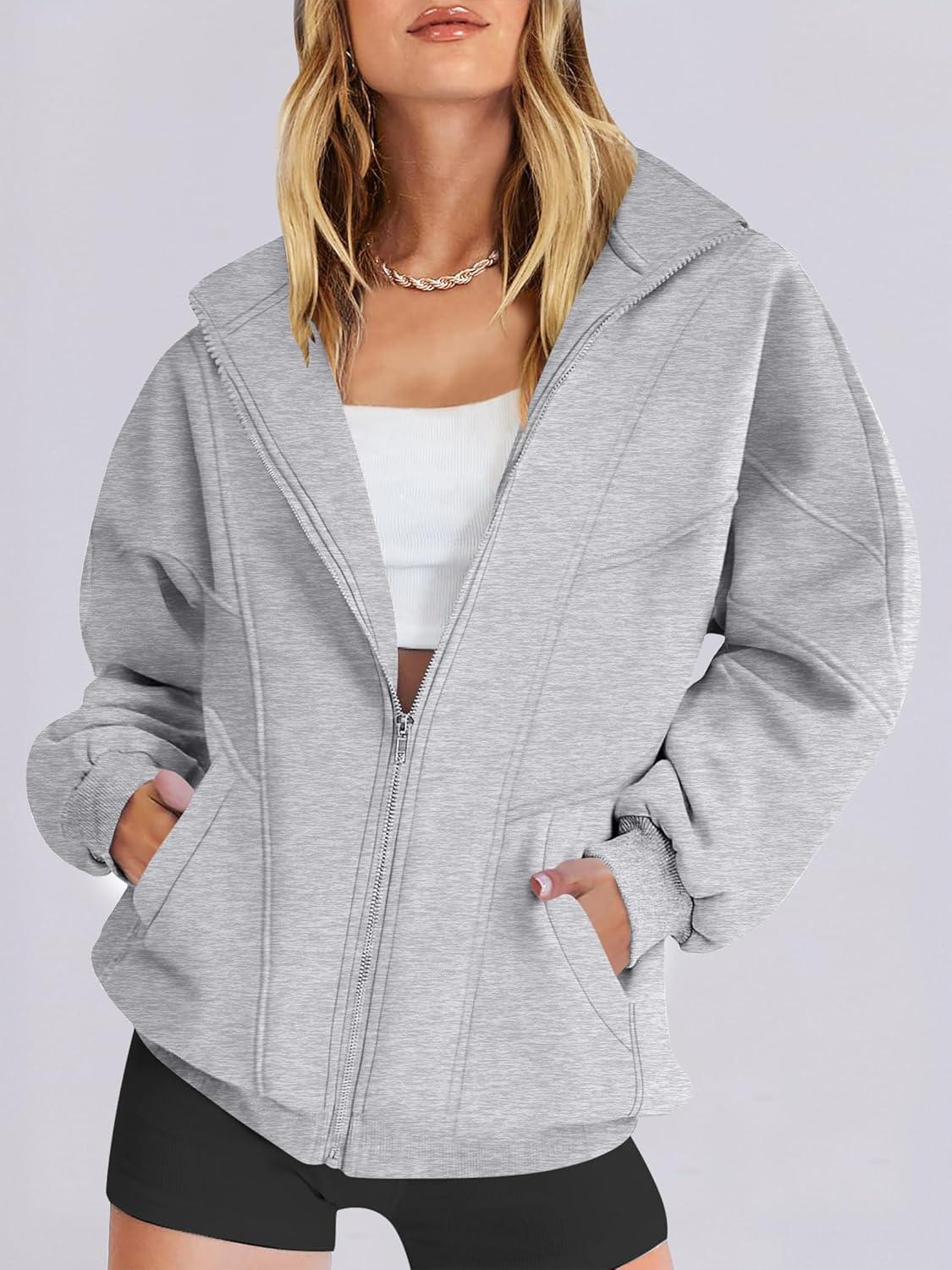 imageANRABESS Womens Oversized Full Zip Up Sweatshirts Jacket 2025 Fall Fleece Long Sleeve Hoodies OutfitsGray