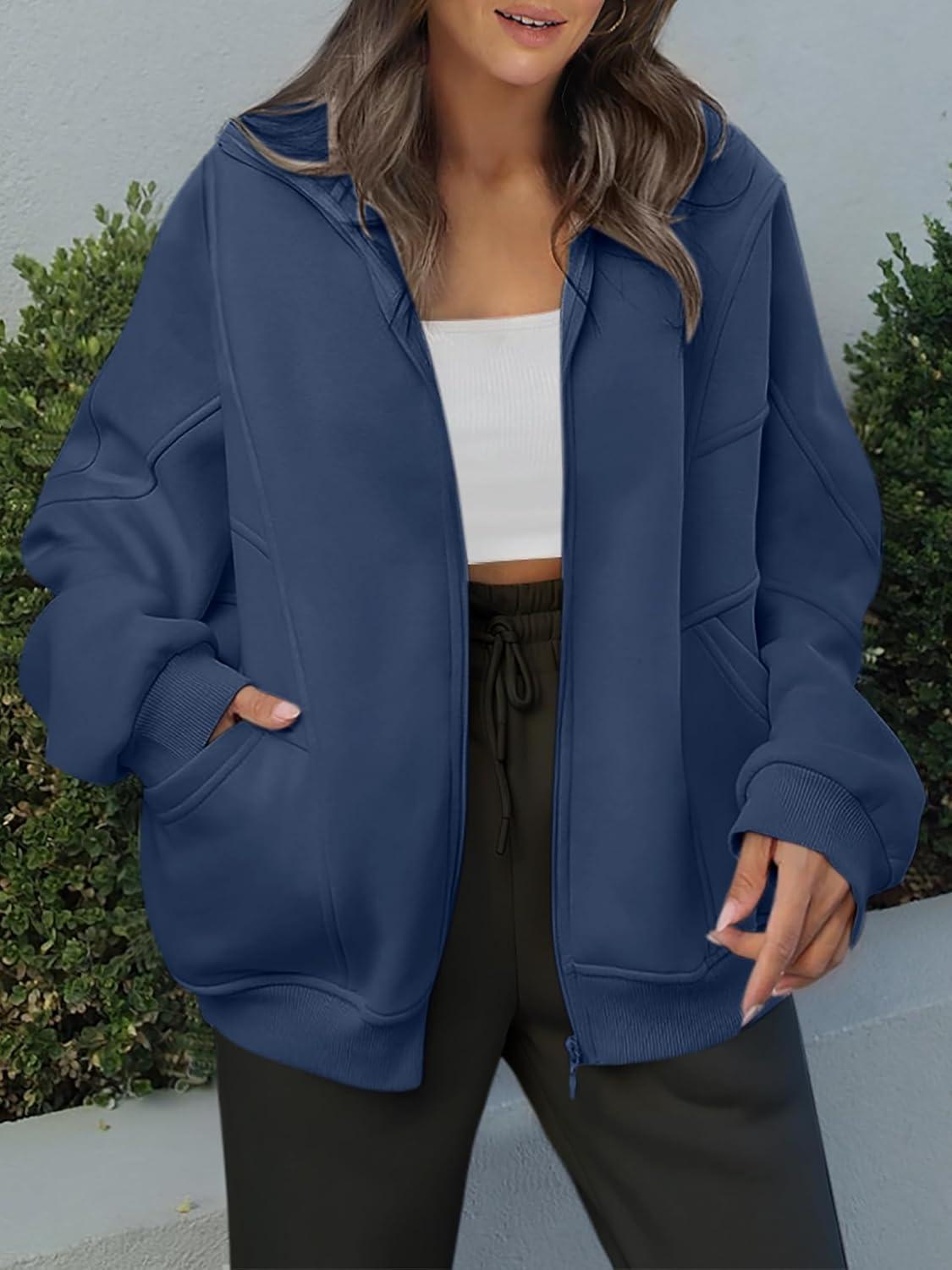 imageANRABESS Womens Oversized Full Zip Up Sweatshirts Jacket 2025 Fall Fleece Long Sleeve Hoodies OutfitsNavy Blue