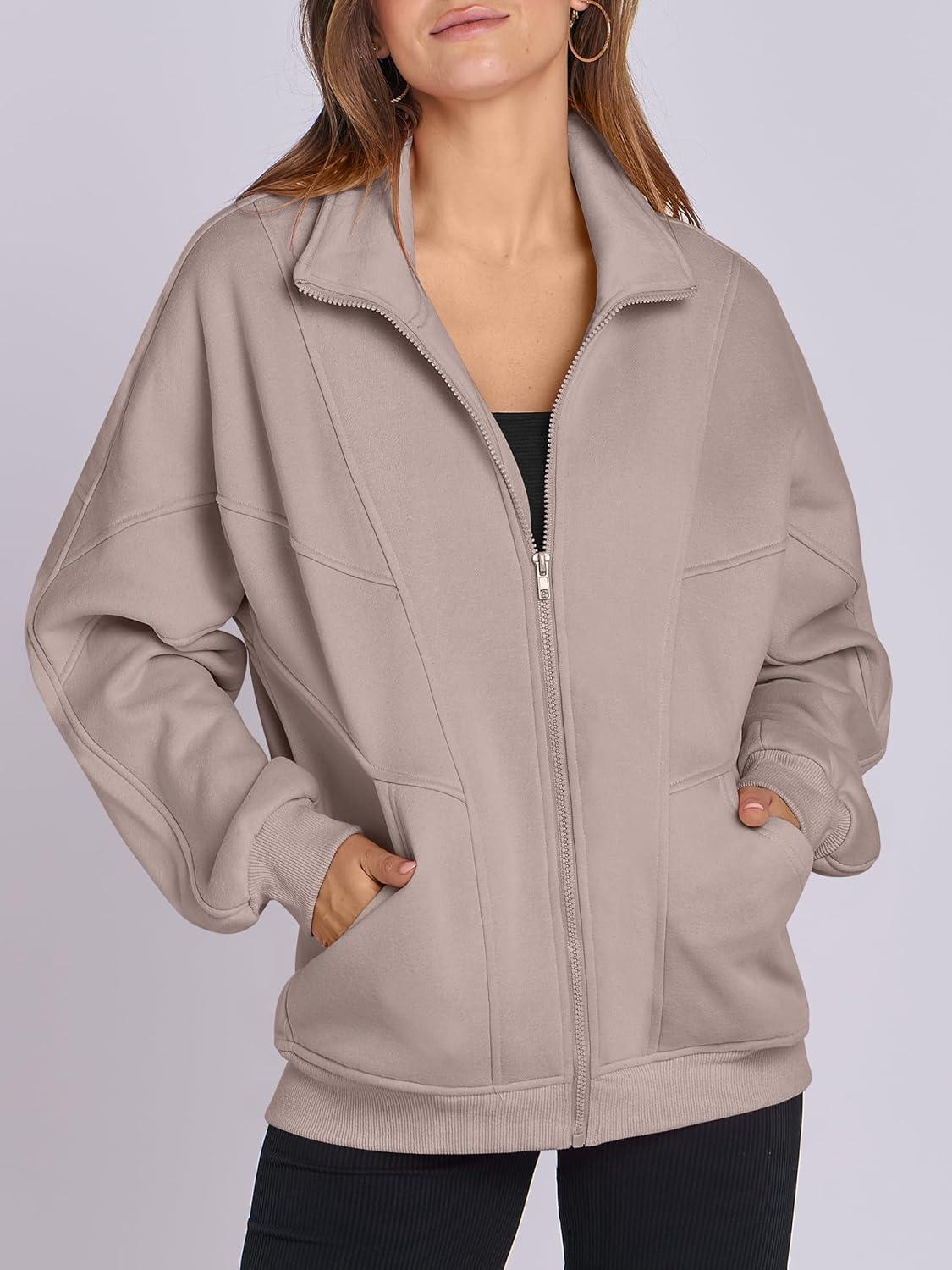imageANRABESS Womens Oversized Full Zip Up Sweatshirts Jacket 2025 Fall Fleece Long Sleeve Hoodies OutfitsNutmeg