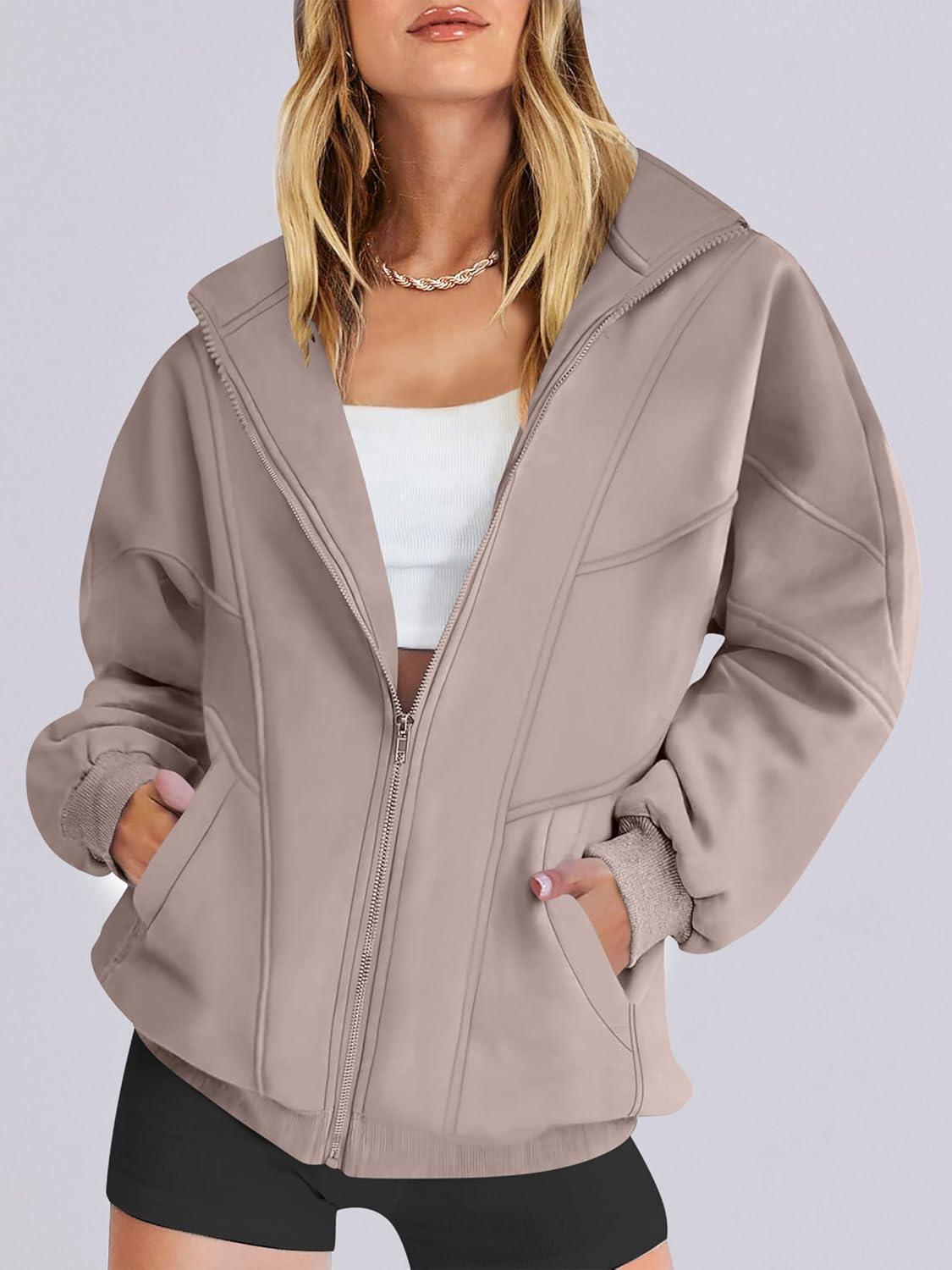 imageANRABESS Womens Oversized Full Zip Up Sweatshirts Jacket 2025 Fall Fleece Long Sleeve Hoodies OutfitsNutmeg