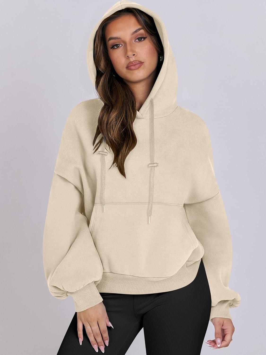 imageANRABESS Womens Oversized Hoodies Lantern sleeve Fleece Sweatshirts 2025 Fall Winter Loose Pullover Preppy ClothesBeige