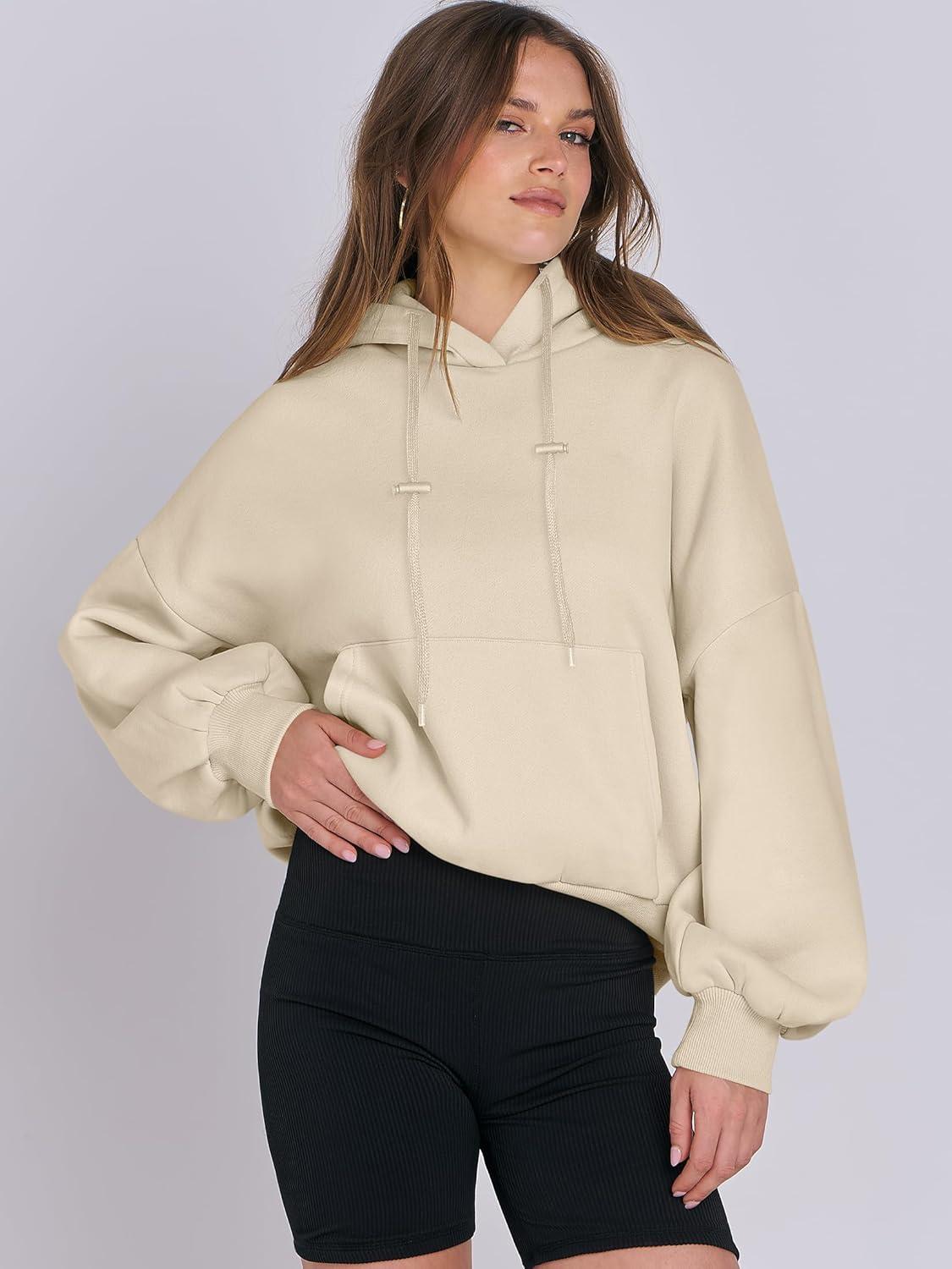 imageANRABESS Womens Oversized Hoodies Lantern sleeve Fleece Sweatshirts 2025 Fall Winter Loose Pullover Preppy ClothesBeige
