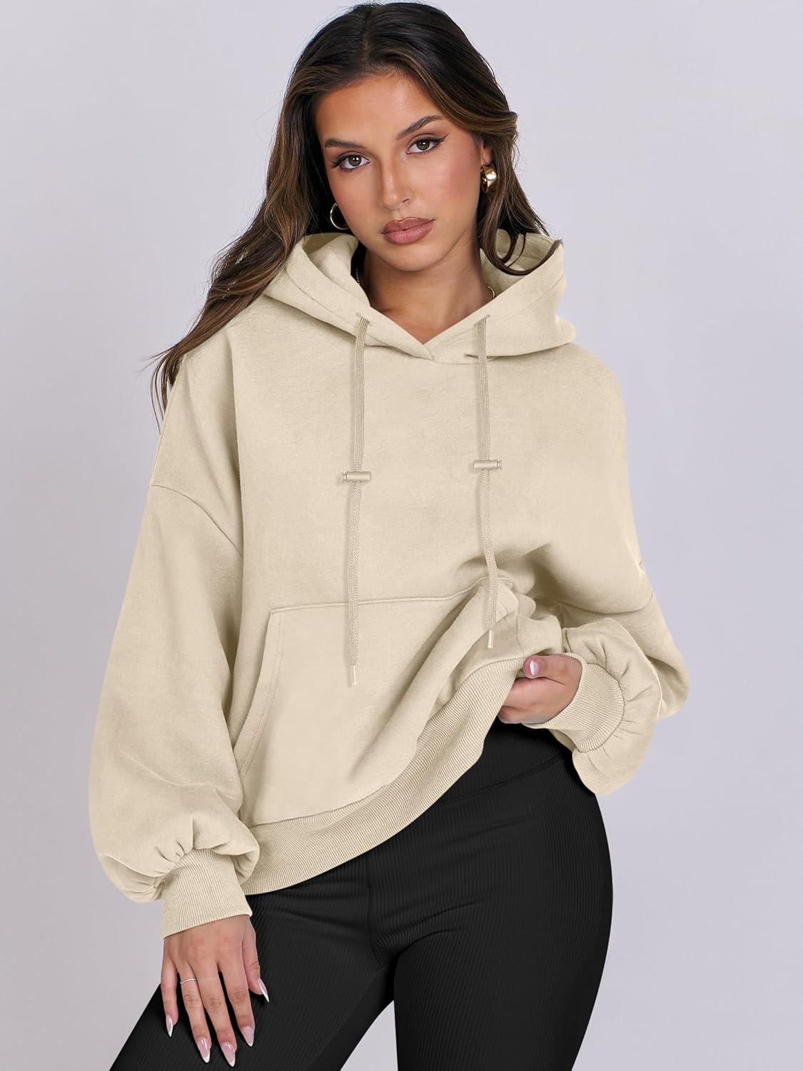 imageANRABESS Womens Oversized Hoodies Lantern sleeve Fleece Sweatshirts 2025 Fall Winter Loose Pullover Preppy ClothesBeige