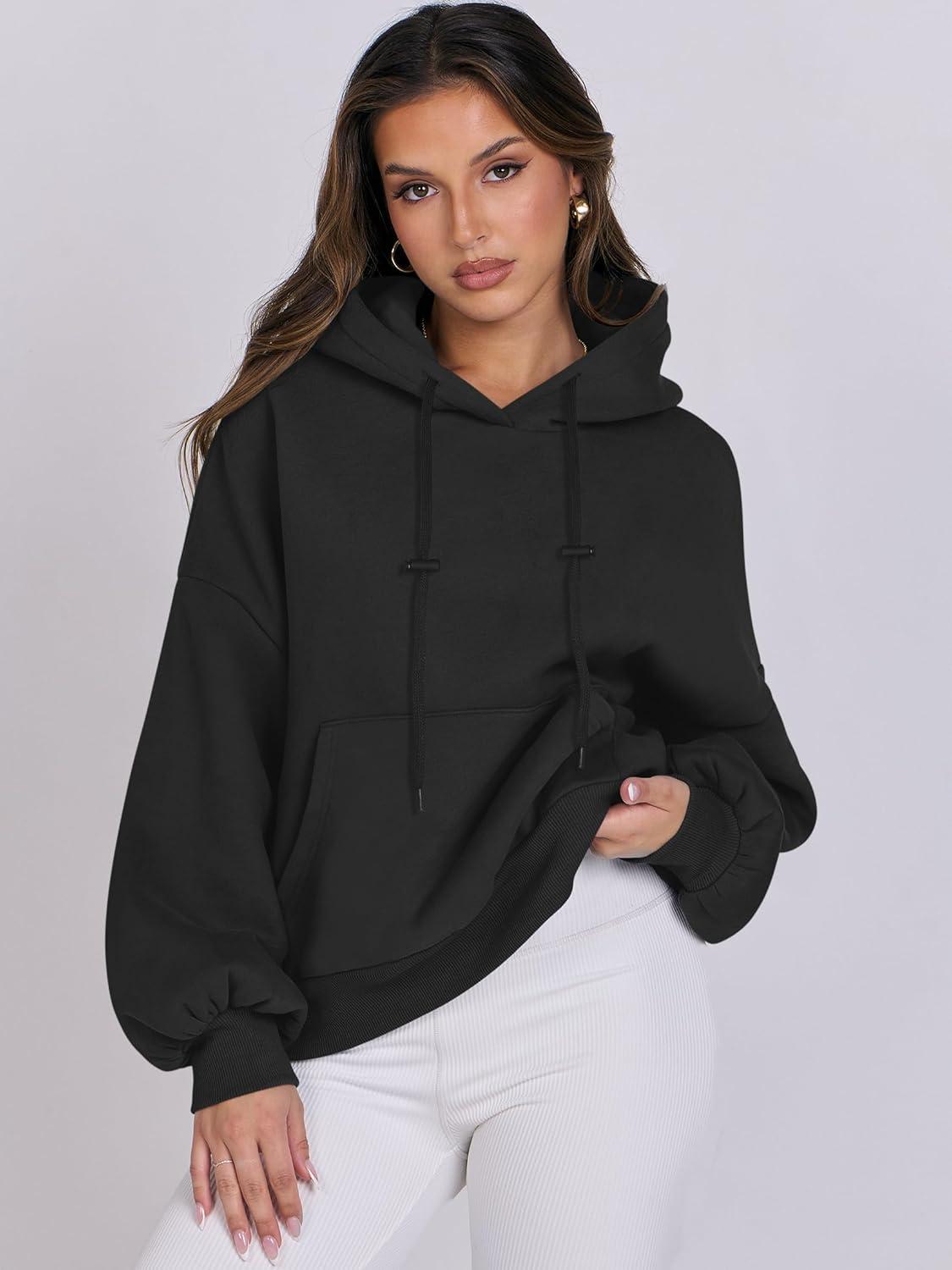 imageANRABESS Womens Oversized Hoodies Lantern sleeve Fleece Sweatshirts 2025 Fall Winter Loose Pullover Preppy ClothesBlack