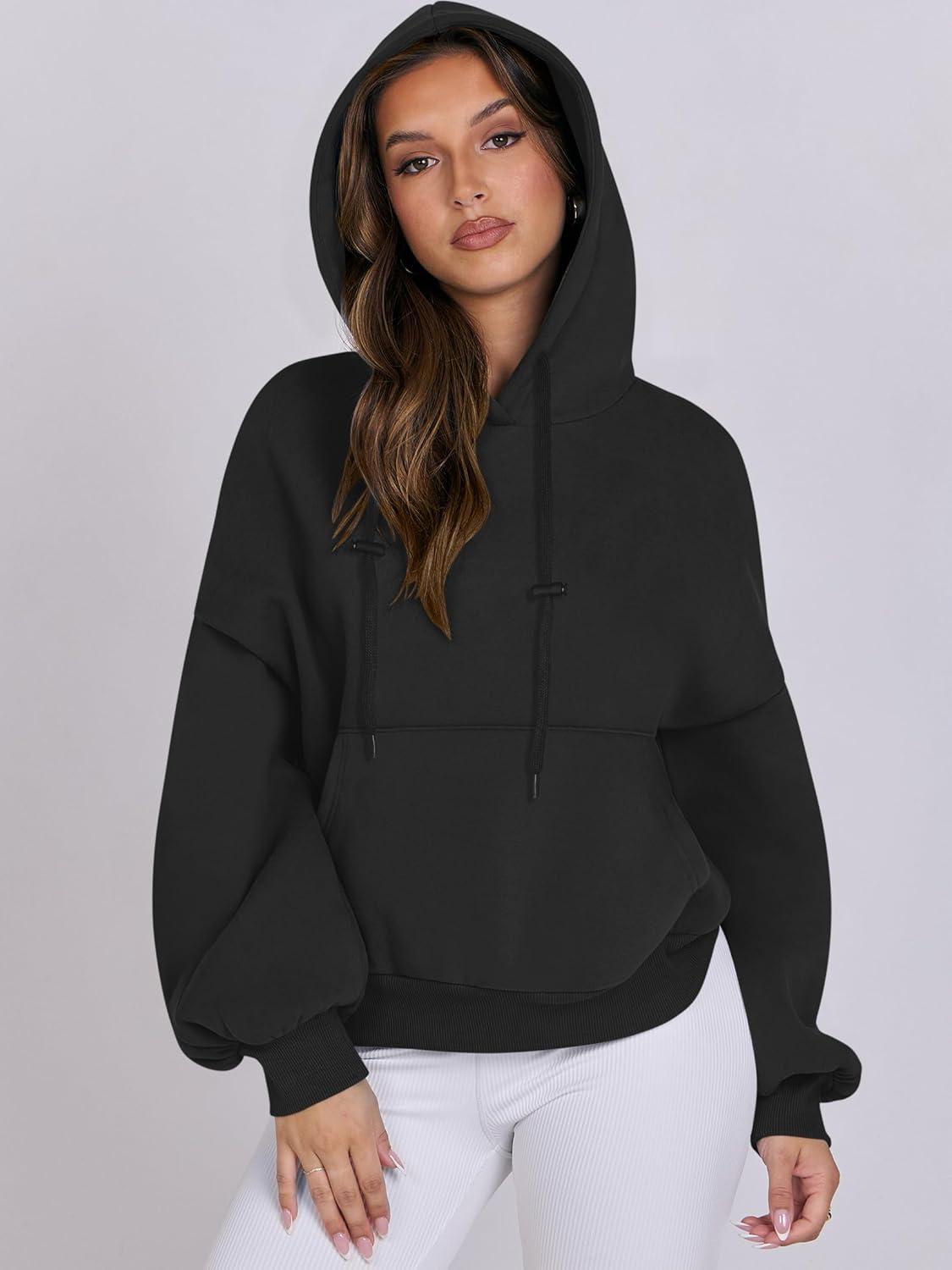 imageANRABESS Womens Oversized Hoodies Lantern sleeve Fleece Sweatshirts 2025 Fall Winter Loose Pullover Preppy ClothesBlack