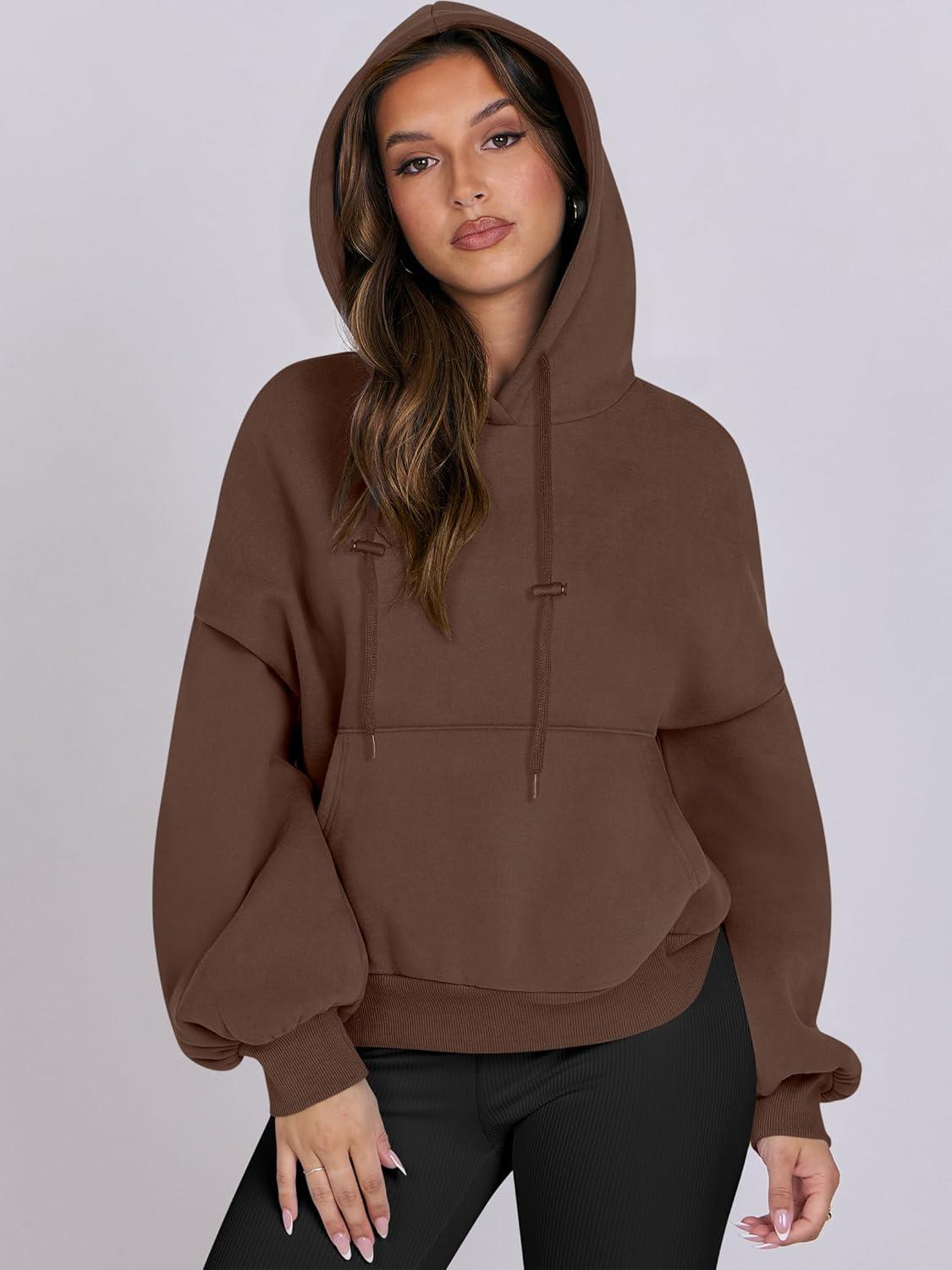 imageANRABESS Womens Oversized Hoodies Lantern sleeve Fleece Sweatshirts 2025 Fall Winter Loose Pullover Preppy ClothesBrown