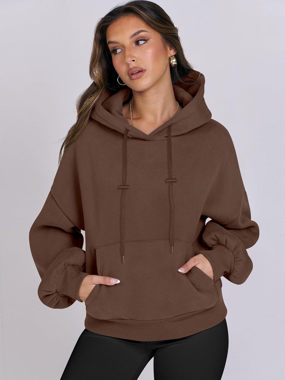 imageANRABESS Womens Oversized Hoodies Lantern sleeve Fleece Sweatshirts 2025 Fall Winter Loose Pullover Preppy ClothesBrown