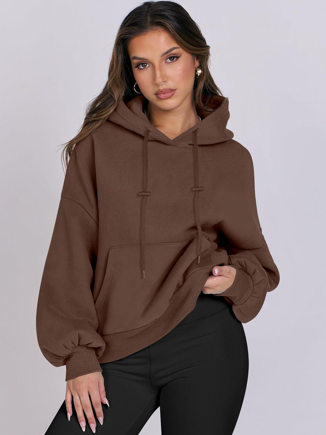 imageANRABESS Womens Oversized Hoodies Lantern sleeve Fleece Sweatshirts 2025 Fall Winter Loose Pullover Preppy ClothesBrown