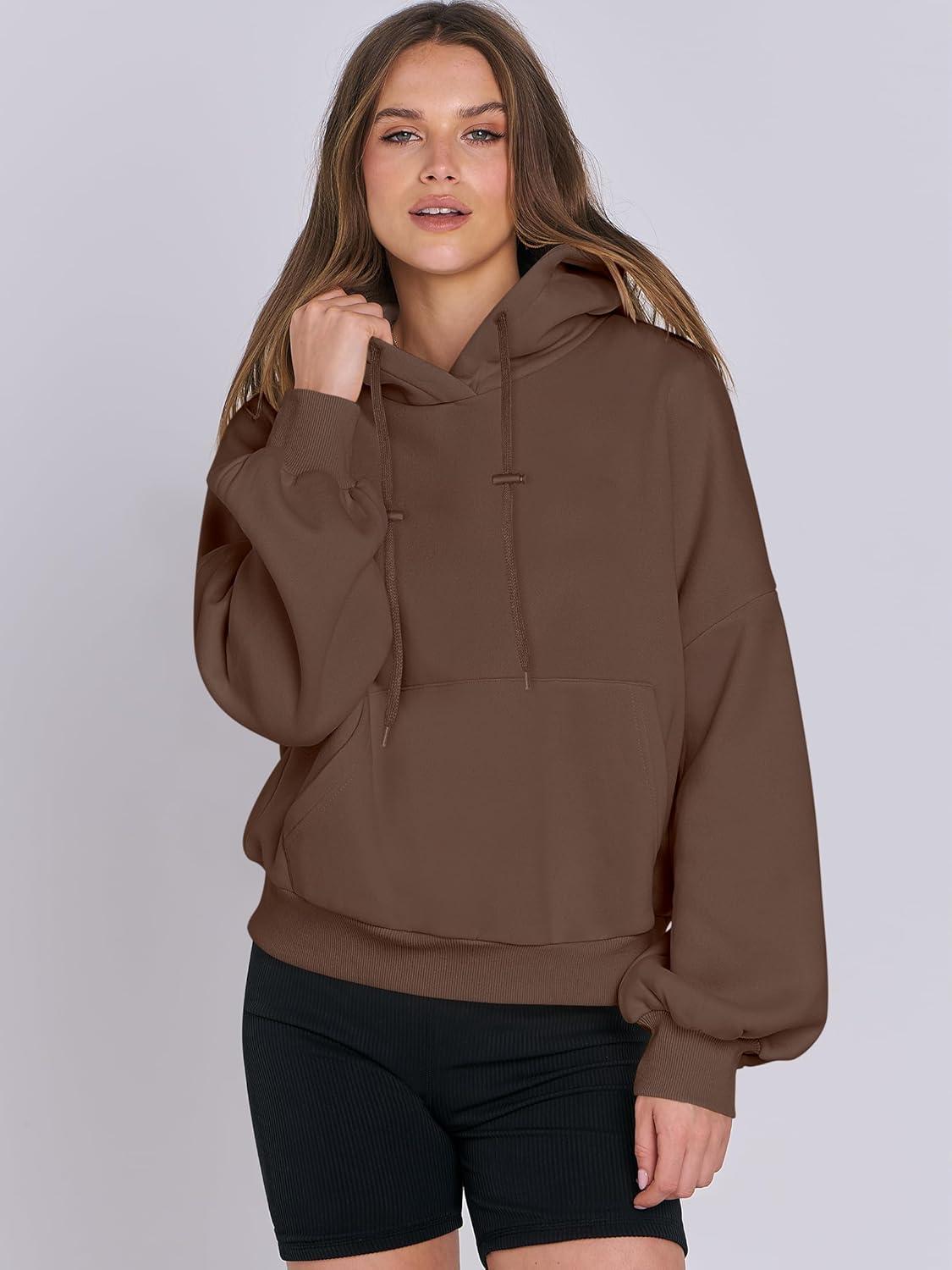 imageANRABESS Womens Oversized Hoodies Lantern sleeve Fleece Sweatshirts 2025 Fall Winter Loose Pullover Preppy ClothesBrown
