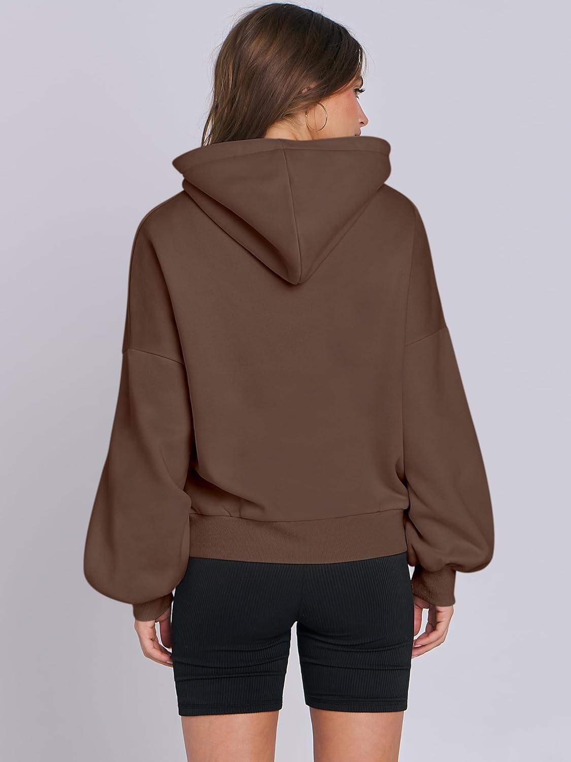 imageANRABESS Womens Oversized Hoodies Lantern sleeve Fleece Sweatshirts 2025 Fall Winter Loose Pullover Preppy ClothesBrown