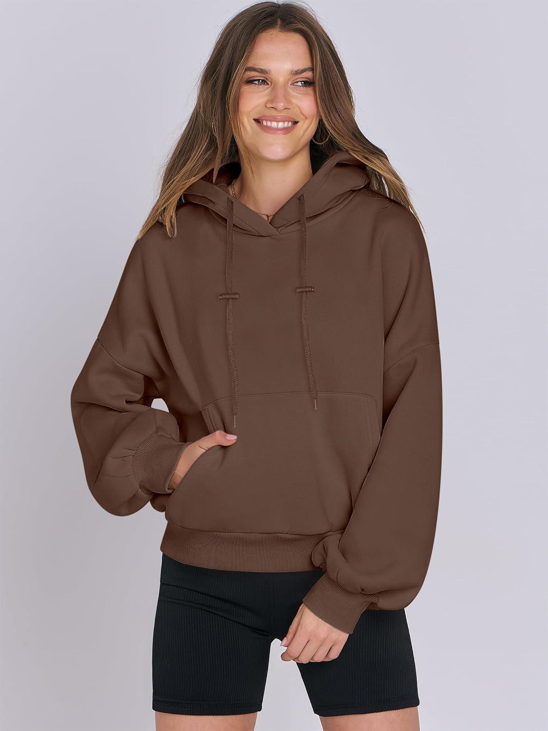 imageANRABESS Womens Oversized Hoodies Lantern sleeve Fleece Sweatshirts 2025 Fall Winter Loose Pullover Preppy ClothesBrown