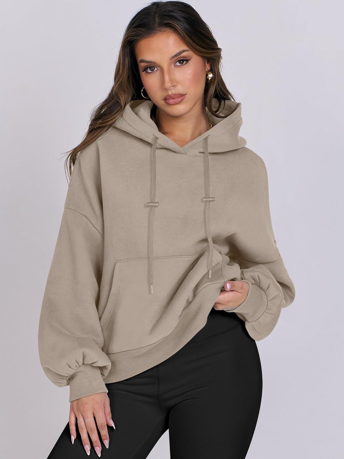 imageANRABESS Womens Oversized Hoodies Lantern sleeve Fleece Sweatshirts 2025 Fall Winter Loose Pullover Preppy ClothesKhaki
