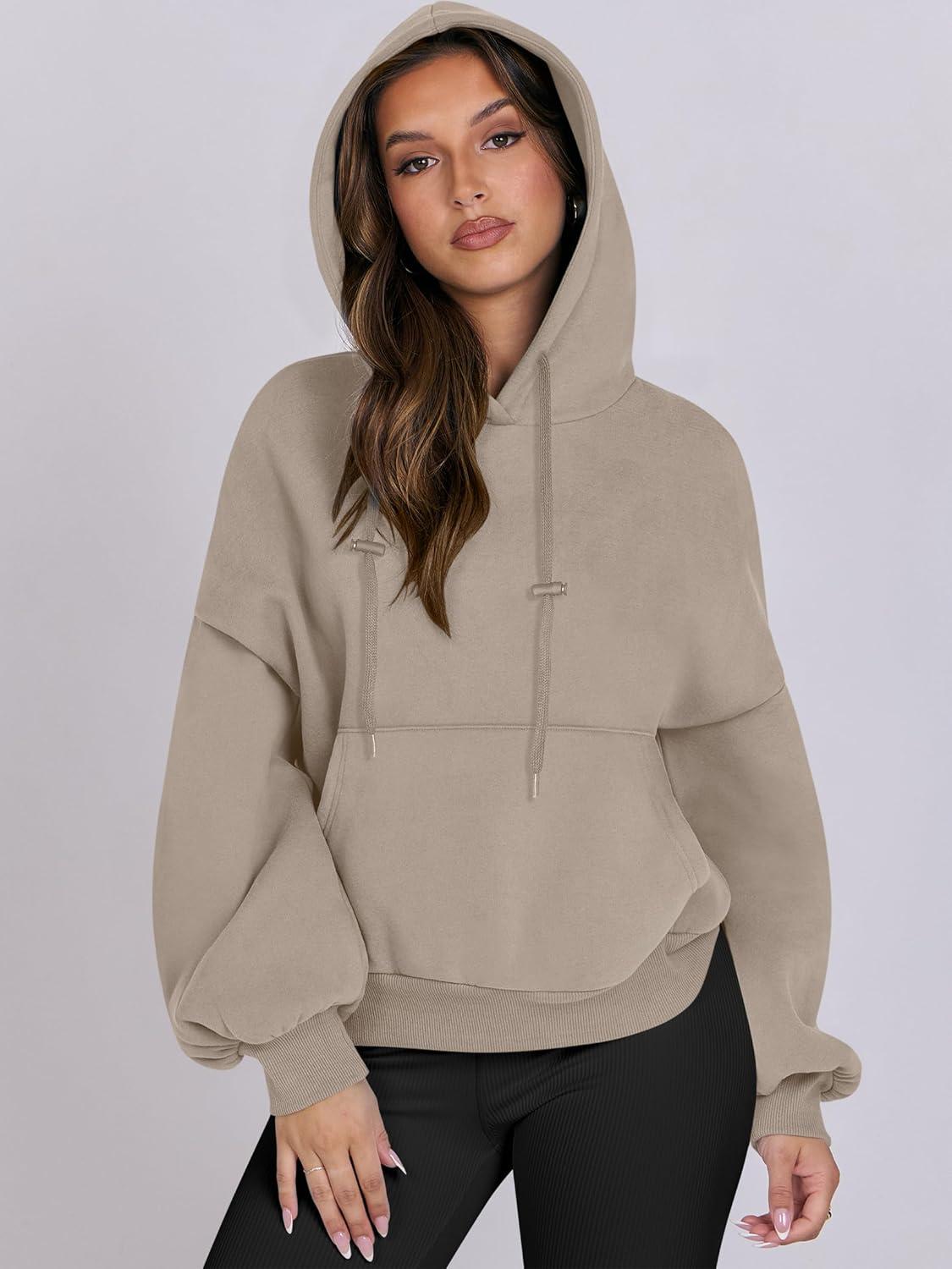 imageANRABESS Womens Oversized Hoodies Lantern sleeve Fleece Sweatshirts 2025 Fall Winter Loose Pullover Preppy ClothesKhaki