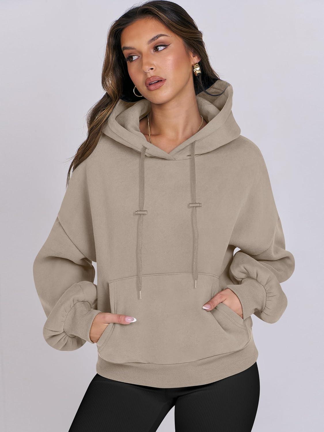 imageANRABESS Womens Oversized Hoodies Lantern sleeve Fleece Sweatshirts 2025 Fall Winter Loose Pullover Preppy ClothesKhaki