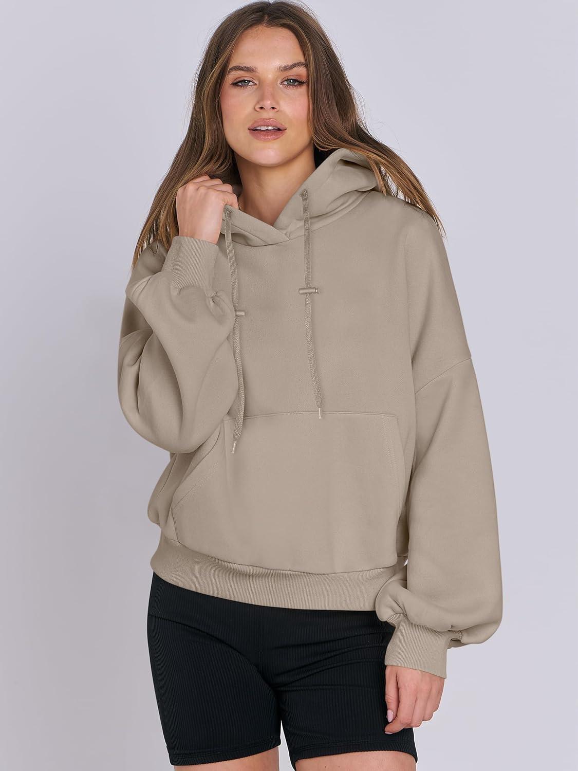 imageANRABESS Womens Oversized Hoodies Lantern sleeve Fleece Sweatshirts 2025 Fall Winter Loose Pullover Preppy ClothesKhaki