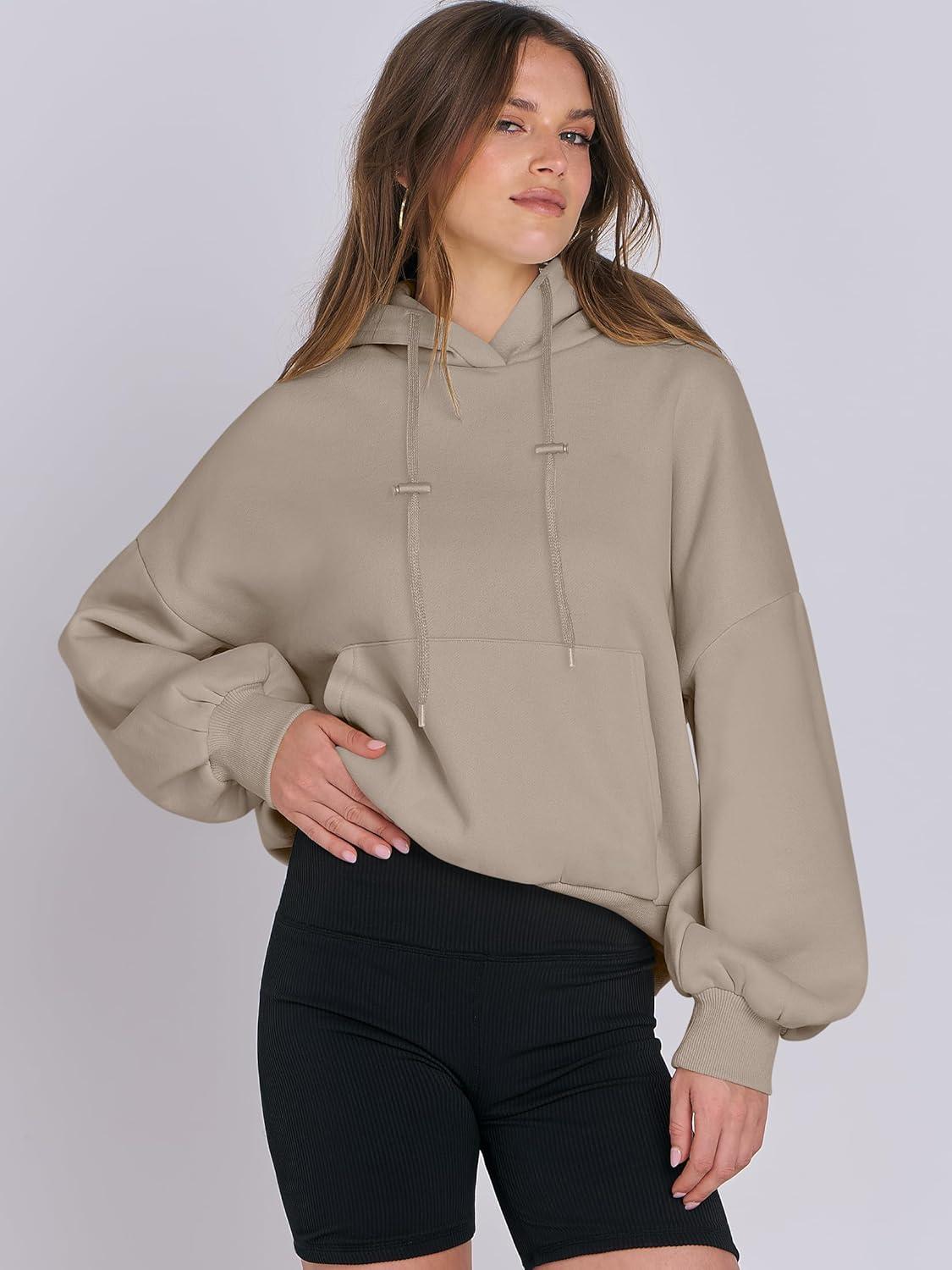 imageANRABESS Womens Oversized Hoodies Lantern sleeve Fleece Sweatshirts 2025 Fall Winter Loose Pullover Preppy ClothesKhaki