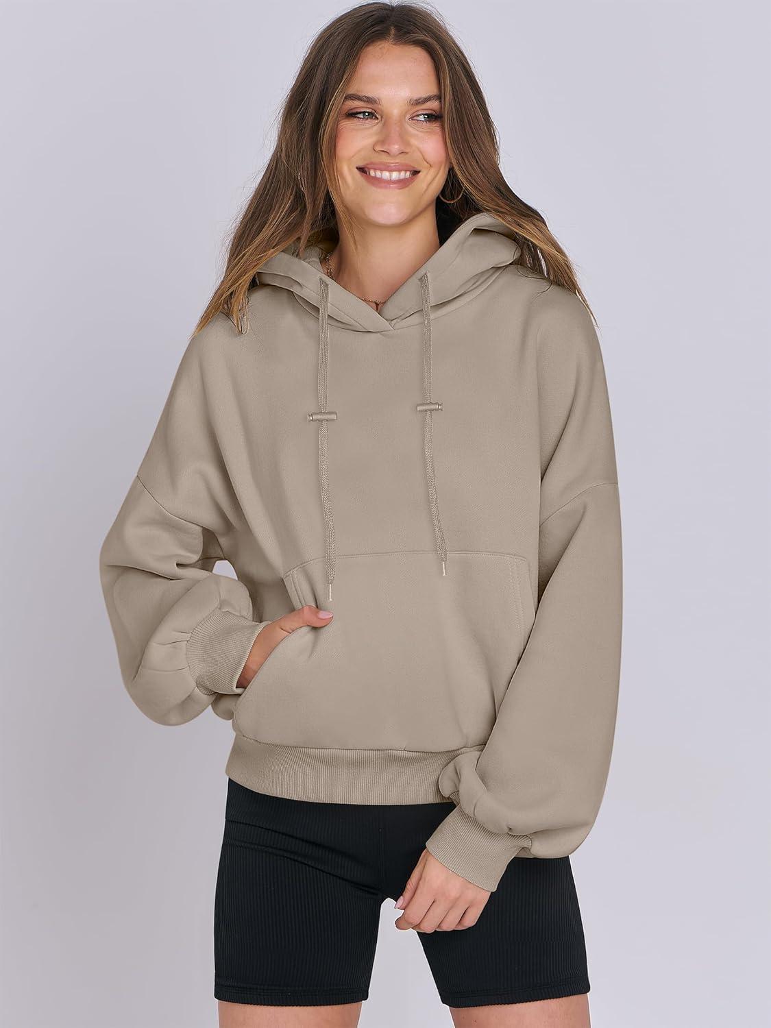 imageANRABESS Womens Oversized Hoodies Lantern sleeve Fleece Sweatshirts 2025 Fall Winter Loose Pullover Preppy ClothesKhaki