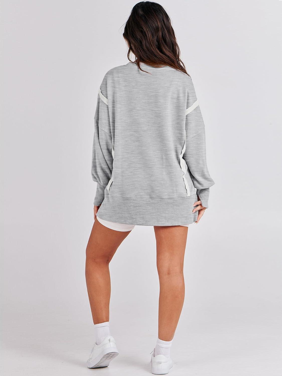 imageANRABESS Womens Oversized Sweatshirts Crew Neck Long Sleeve Shirts Casual Loose Slit 2025 Fall Outfits Y2K Teen Girls ClothesGray