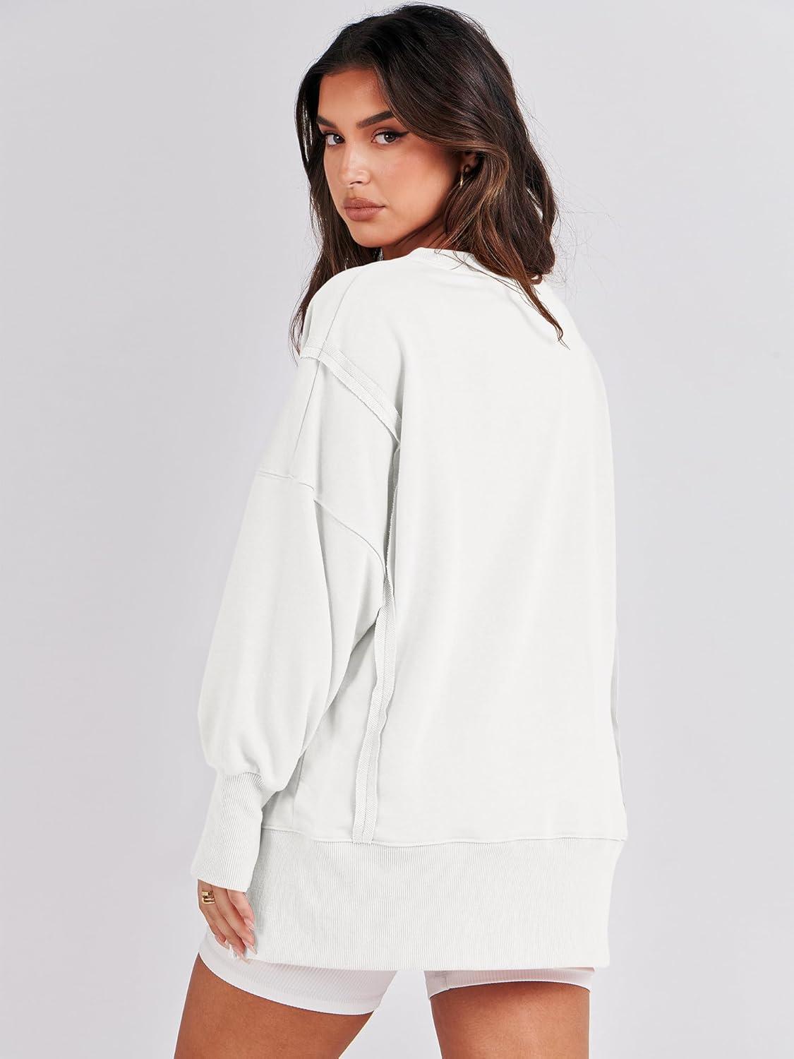 imageANRABESS Womens Oversized Sweatshirts Crew Neck Long Sleeve Shirts Casual Loose Slit 2025 Fall Outfits Y2K Teen Girls ClothesWhite