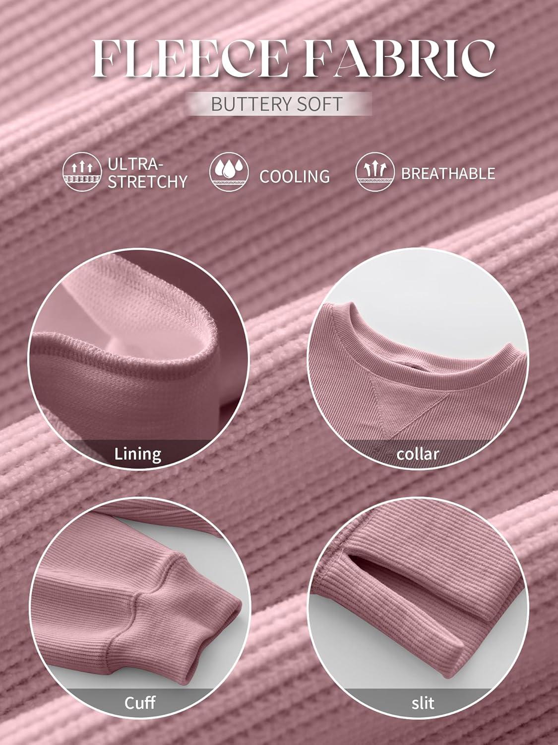 imageANRABESS Womens Oversized Sweatshirts Crewneck Corduroy Side Slit Pullover Sweaters 2025 Fall Long Sleeve Tunic Tops OutfitsPink