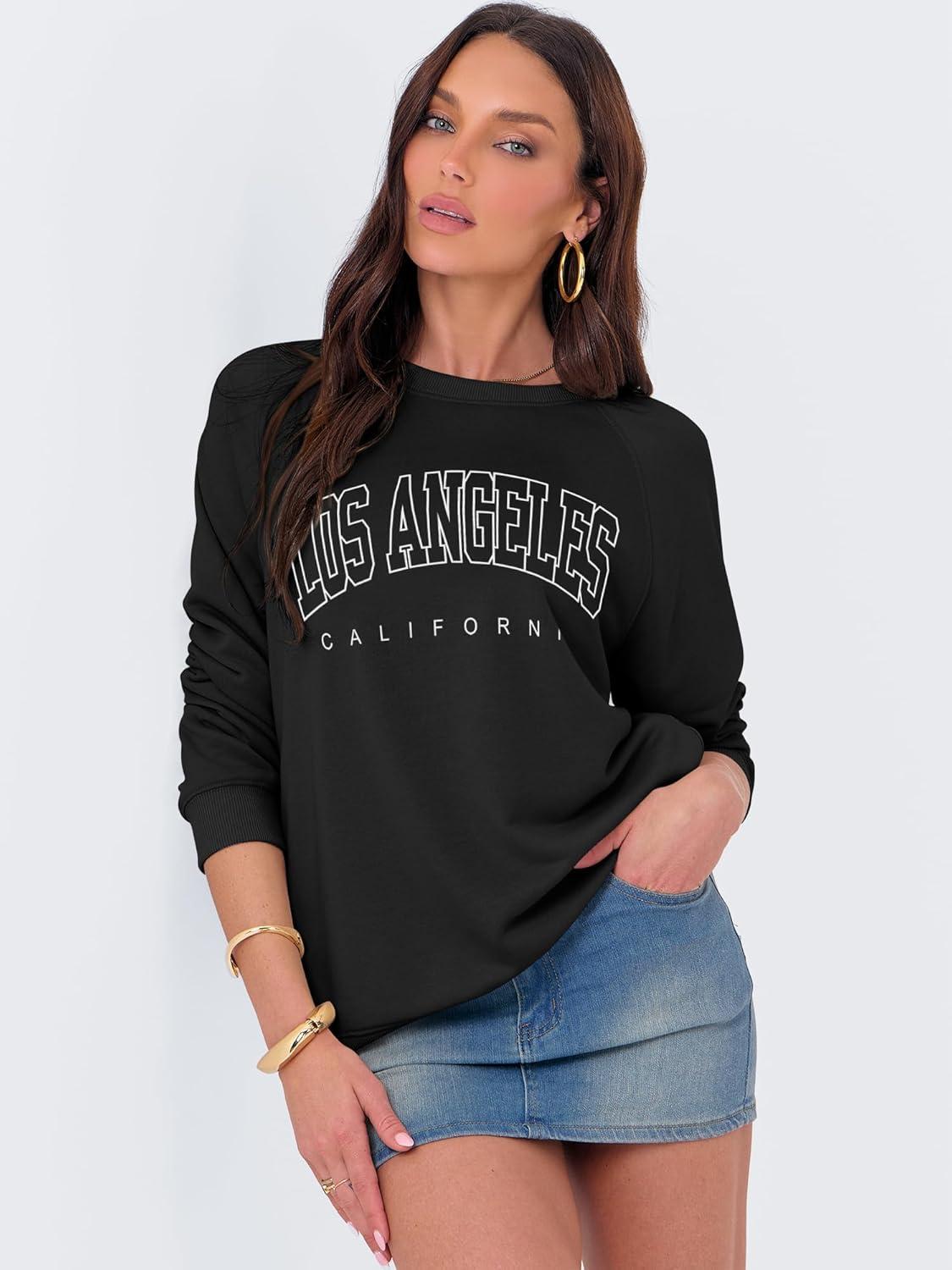 imageANRABESS Womens Oversized Sweatshirts Crewneck Long Sleeve Pullover Hoodies Graphic Cute Teen Girls Clothes 2025 Fall OutfitsBlack Los Angeles
