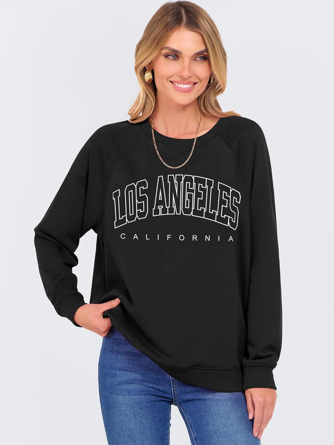 imageANRABESS Womens Oversized Sweatshirts Crewneck Long Sleeve Pullover Hoodies Graphic Cute Teen Girls Clothes 2025 Fall OutfitsBlack Los Angeles