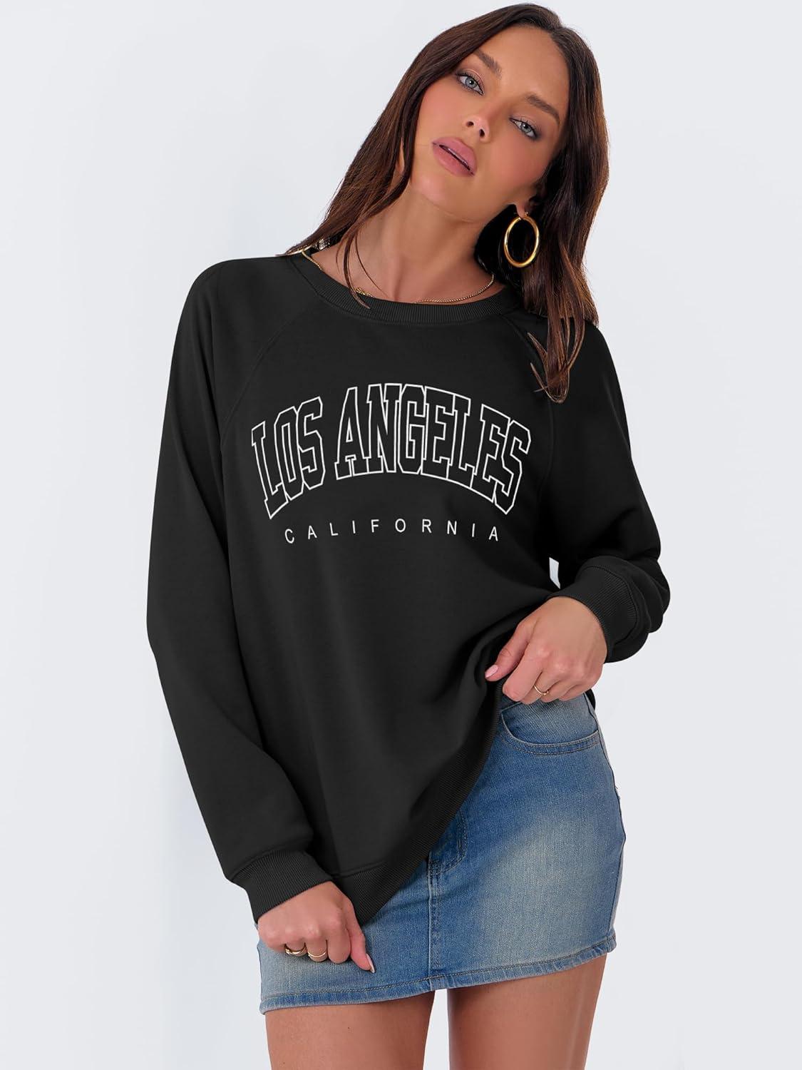 imageANRABESS Womens Oversized Sweatshirts Crewneck Long Sleeve Pullover Hoodies Graphic Cute Teen Girls Clothes 2025 Fall OutfitsBlack Los Angeles