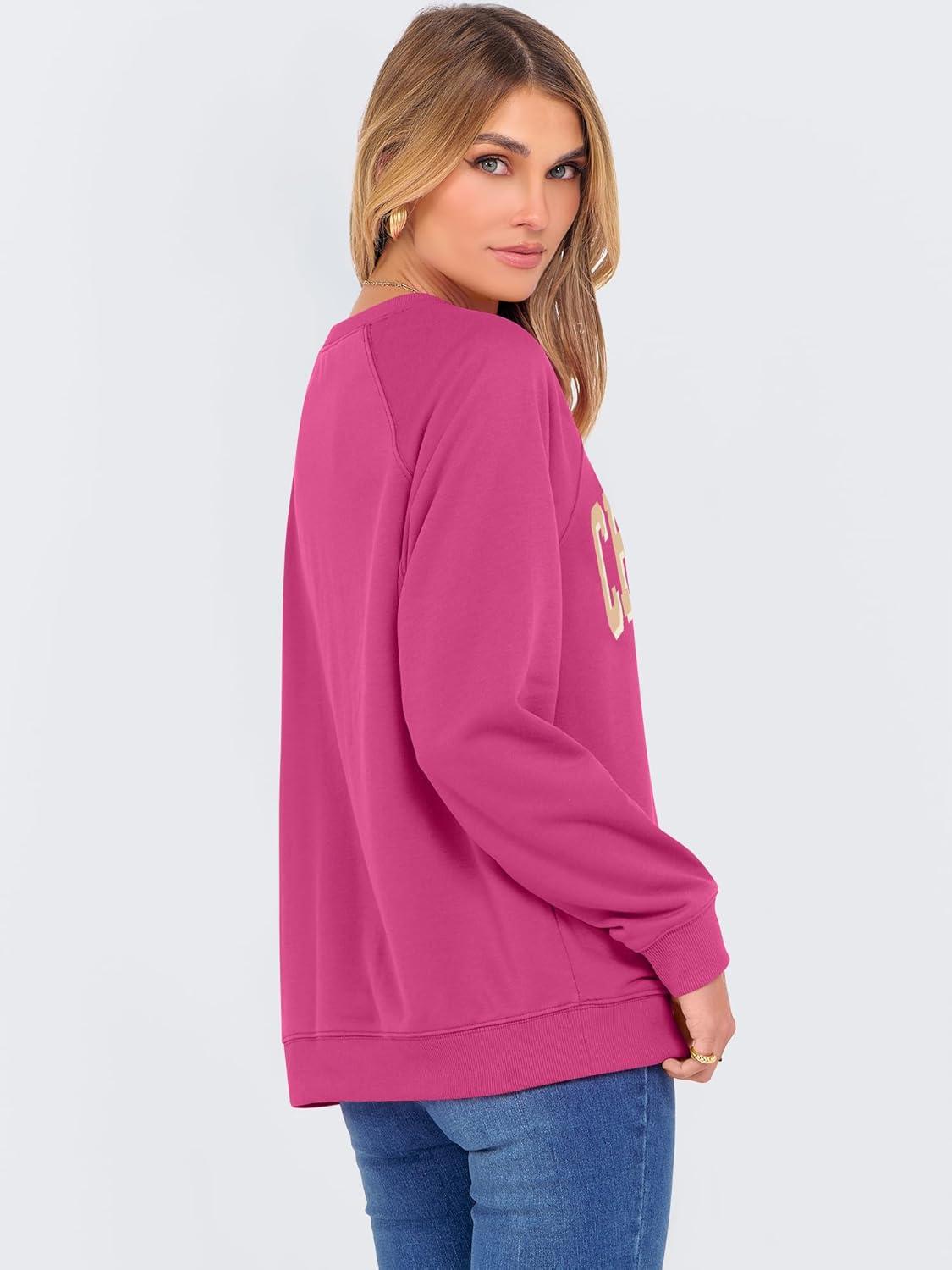 imageANRABESS Womens Oversized Sweatshirts Crewneck Long Sleeve Pullover Hoodies Graphic Cute Teen Girls Clothes 2025 Fall OutfitsHot Pink Charleston