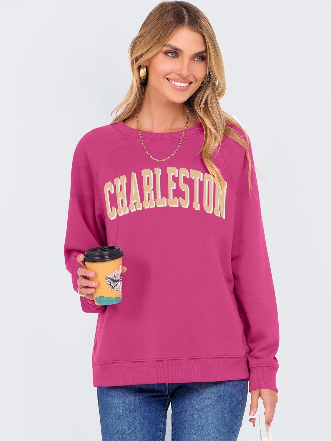 imageANRABESS Womens Oversized Sweatshirts Crewneck Long Sleeve Pullover Hoodies Graphic Cute Teen Girls Clothes 2025 Fall OutfitsHot Pink Charleston