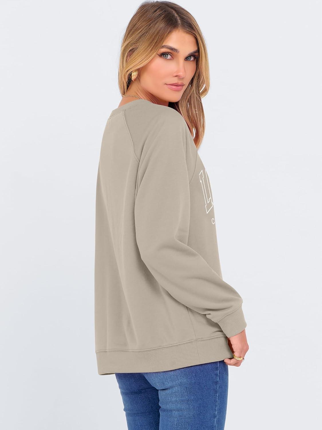 imageANRABESS Womens Oversized Sweatshirts Crewneck Long Sleeve Pullover Hoodies Graphic Cute Teen Girls Clothes 2025 Fall OutfitsLight Khaki Los Angeles